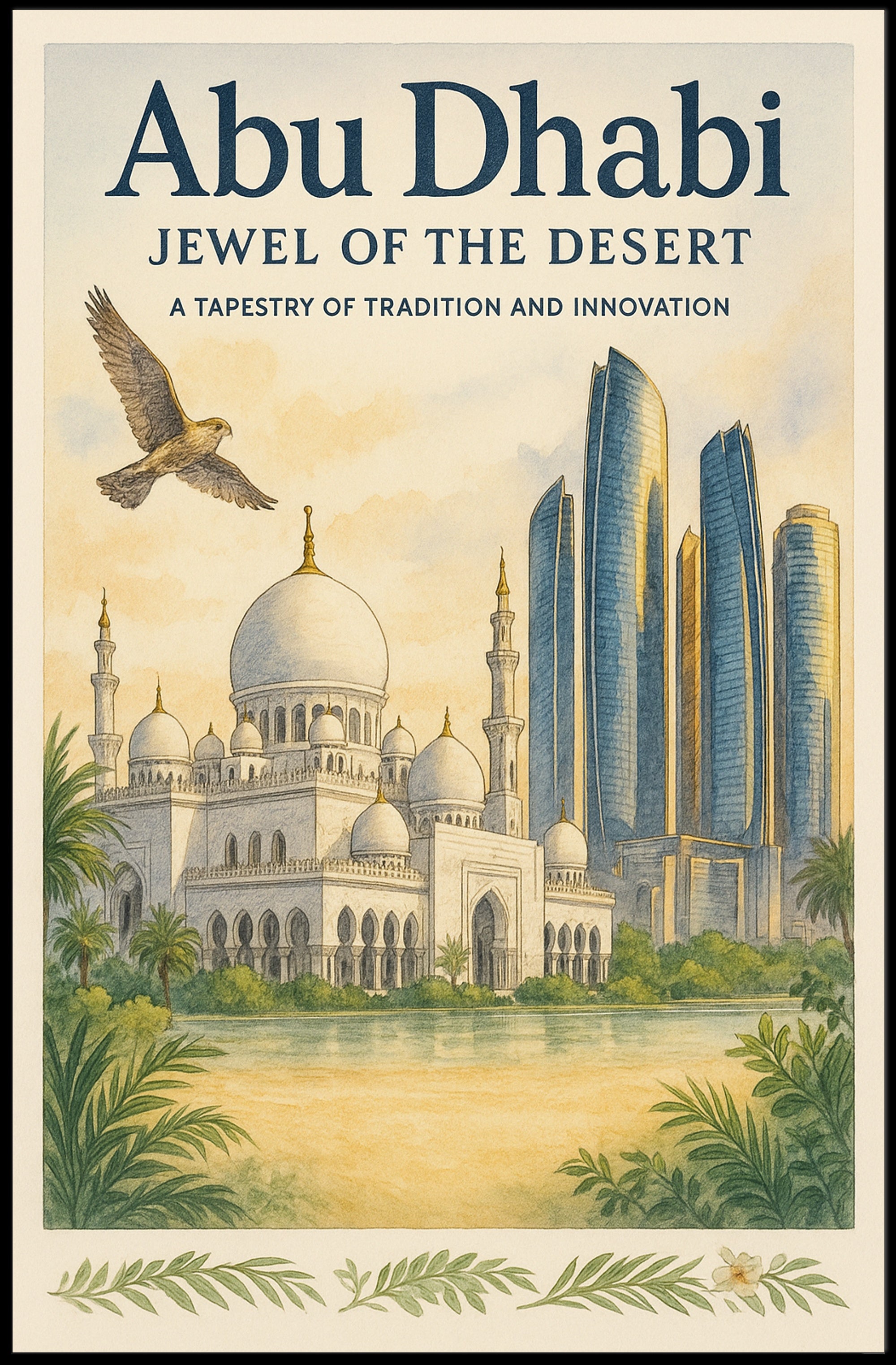 Abu Dhabi Elegance: Heritage and Futurism Travel Poster