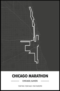 Chicago Marathon Route Modern Sports Poster