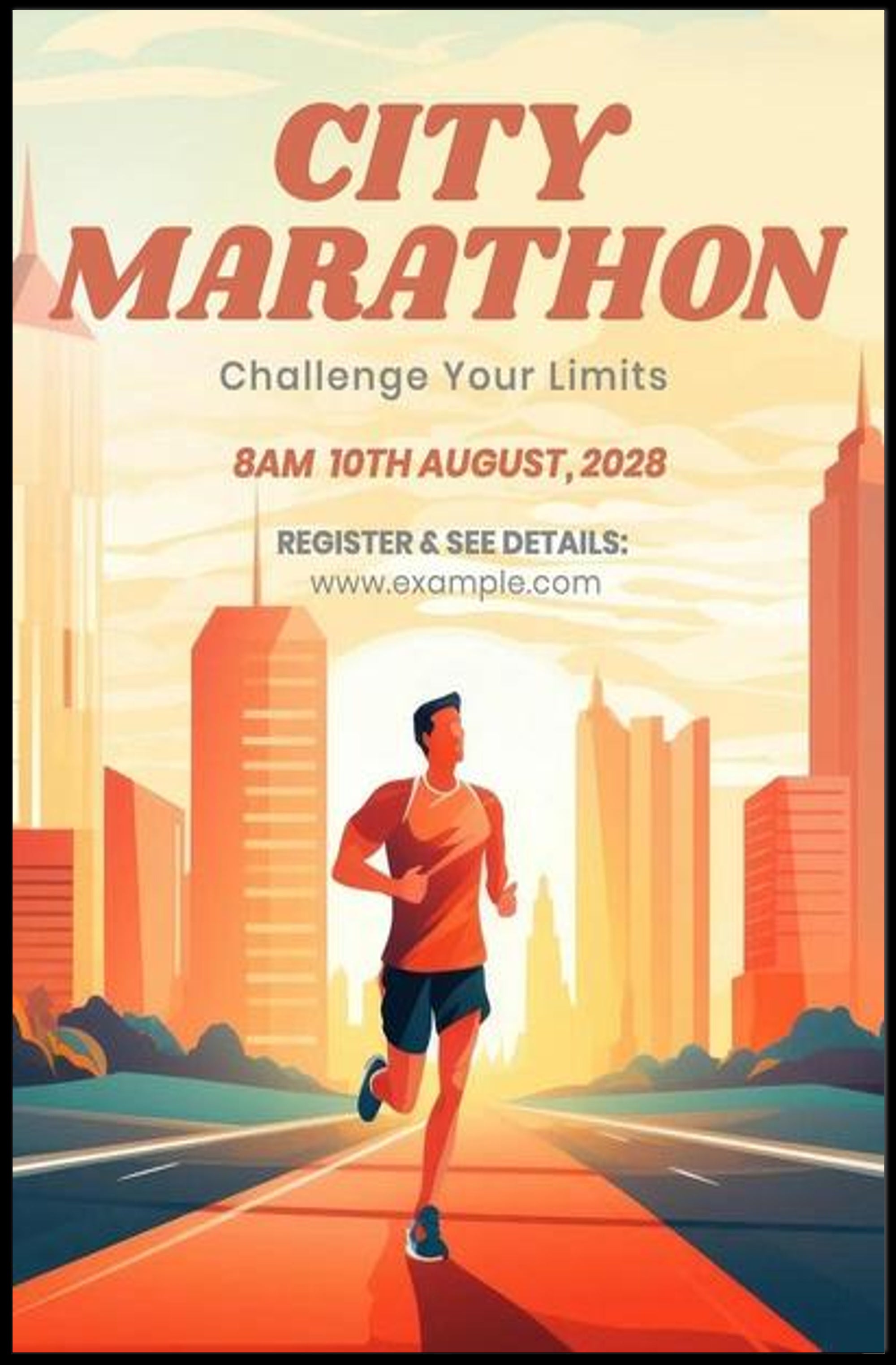 City Marathon 2028 Poster PosterGoat