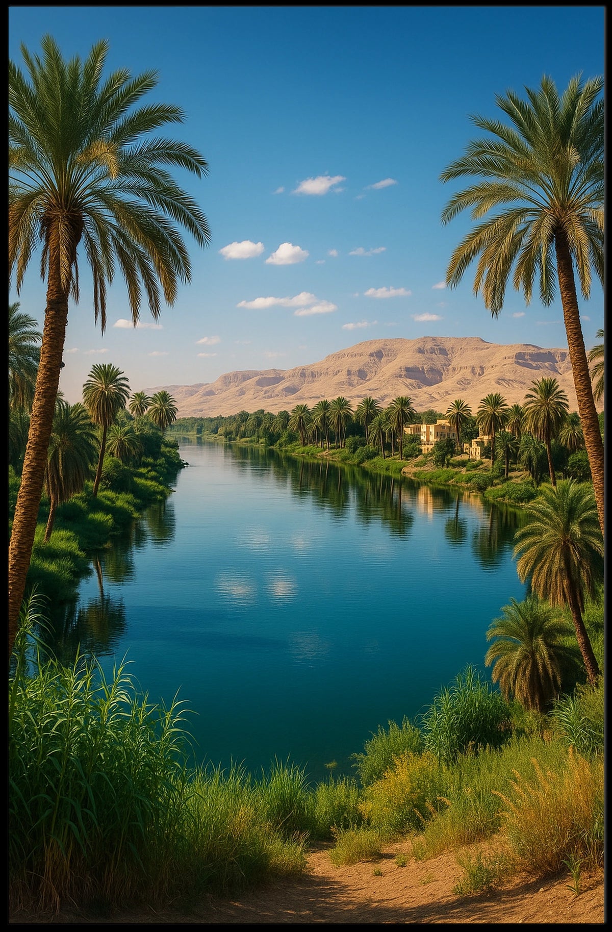 Serene Riverside Oasis Poster