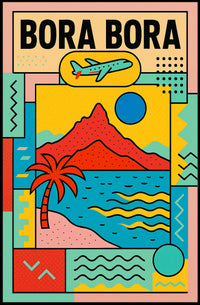 Bora Bora Getaway Modern Geometric Travel Poster PosterGoat