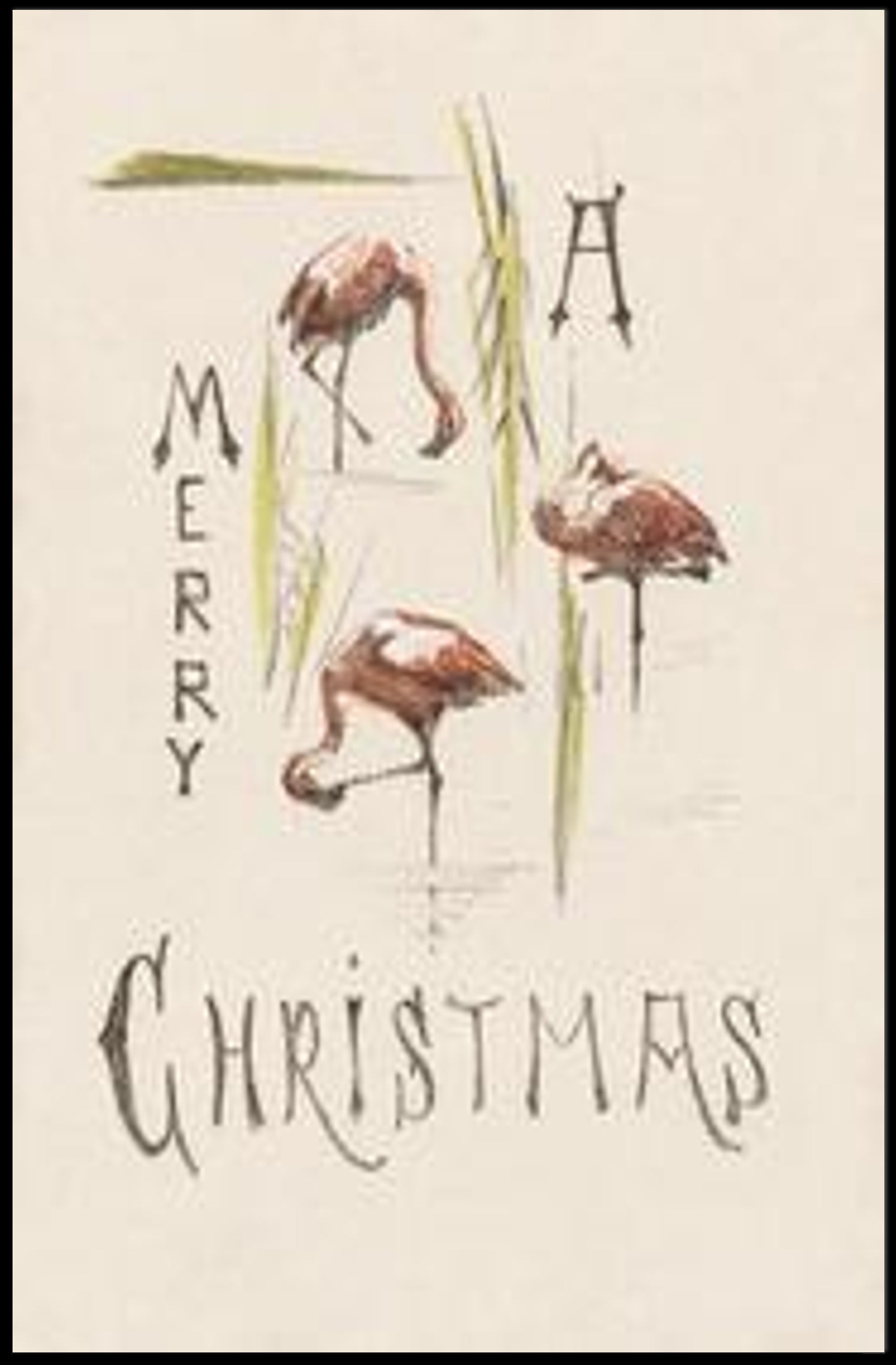 Flamingo Trio Merry Christmas Poster