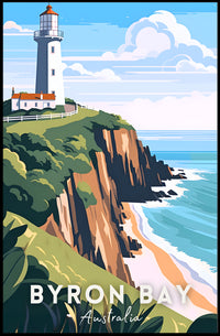 Coastal Serenity: Byron Bay Lighthouse Travel Poster