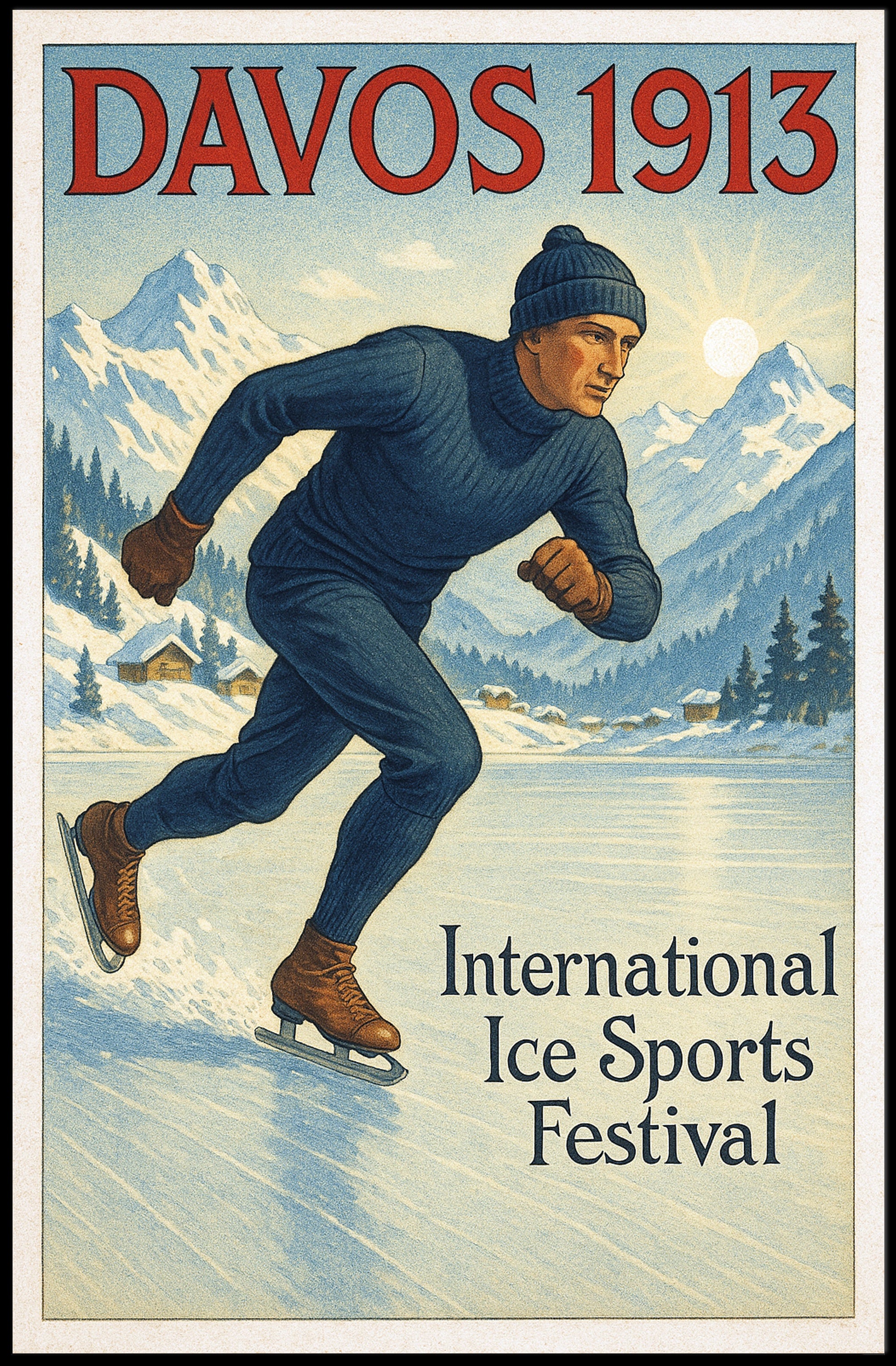 Davos 1913 International Ice Sports Festival Poster PosterGoat