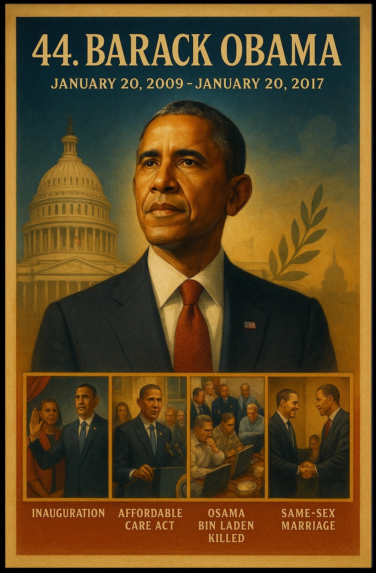 Obama Portrait Political Art Print: Presidential Poster