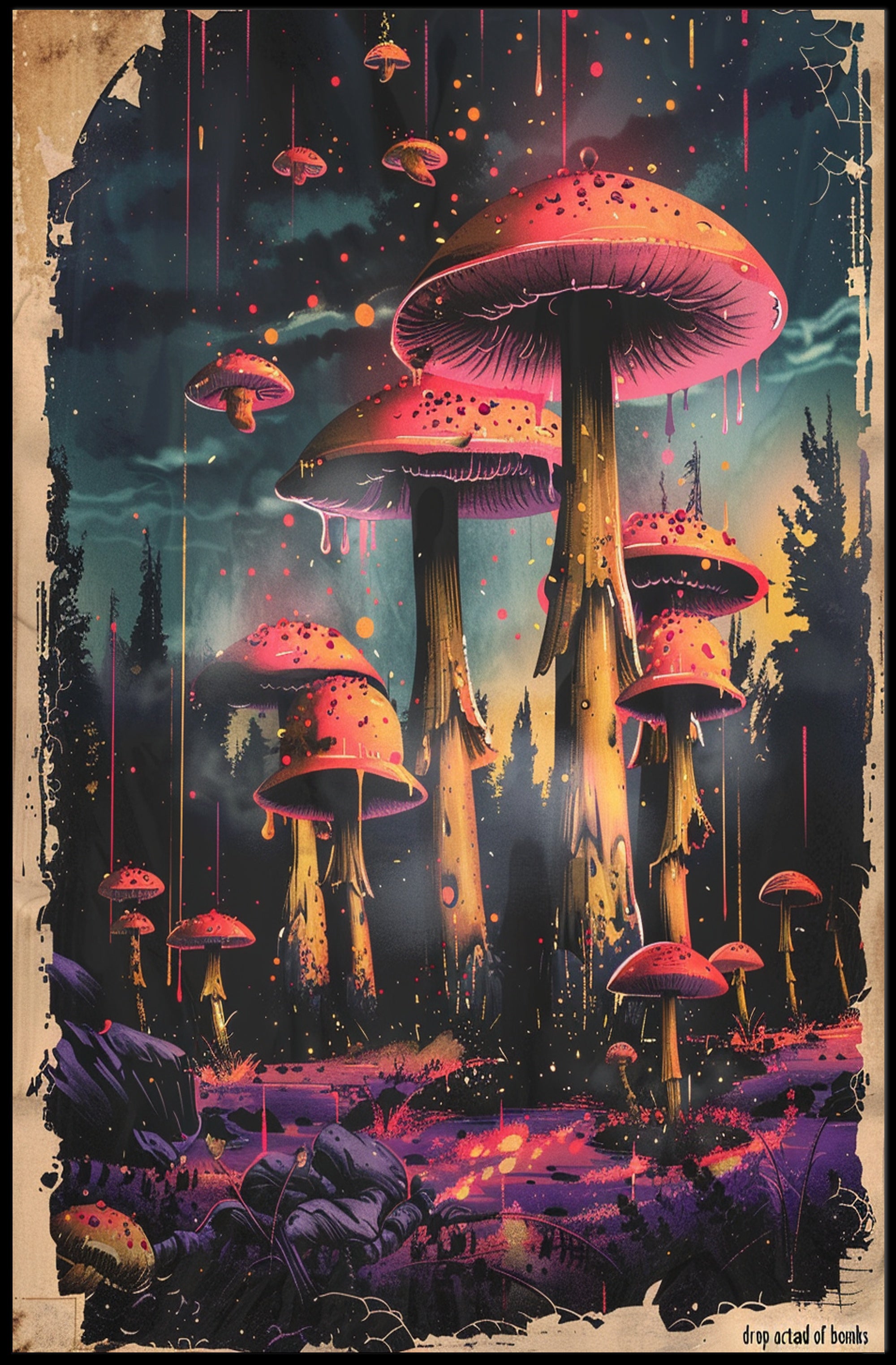 Enchanted Mushroom Forest Art Print Poster for Home Decor PosterGoat