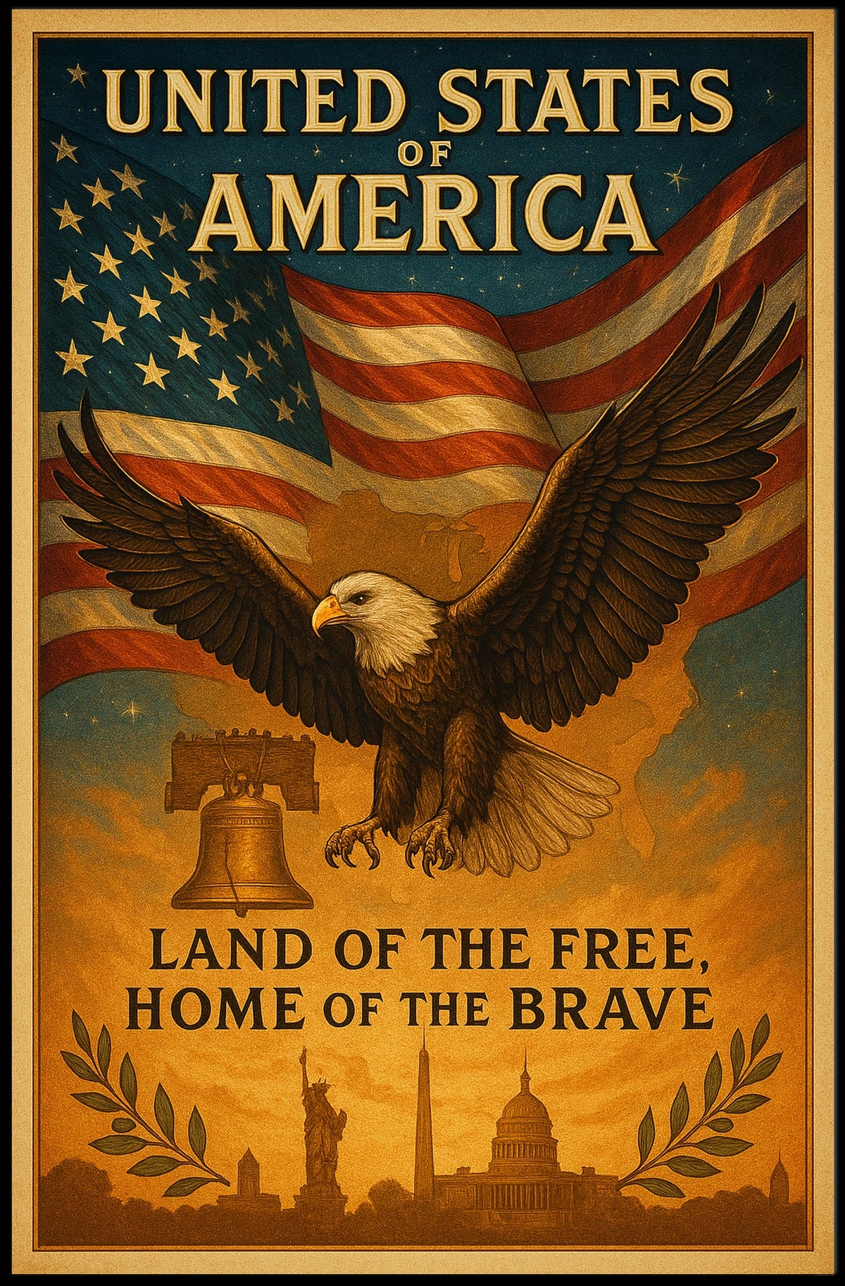 United States of America Land of the Free Poster