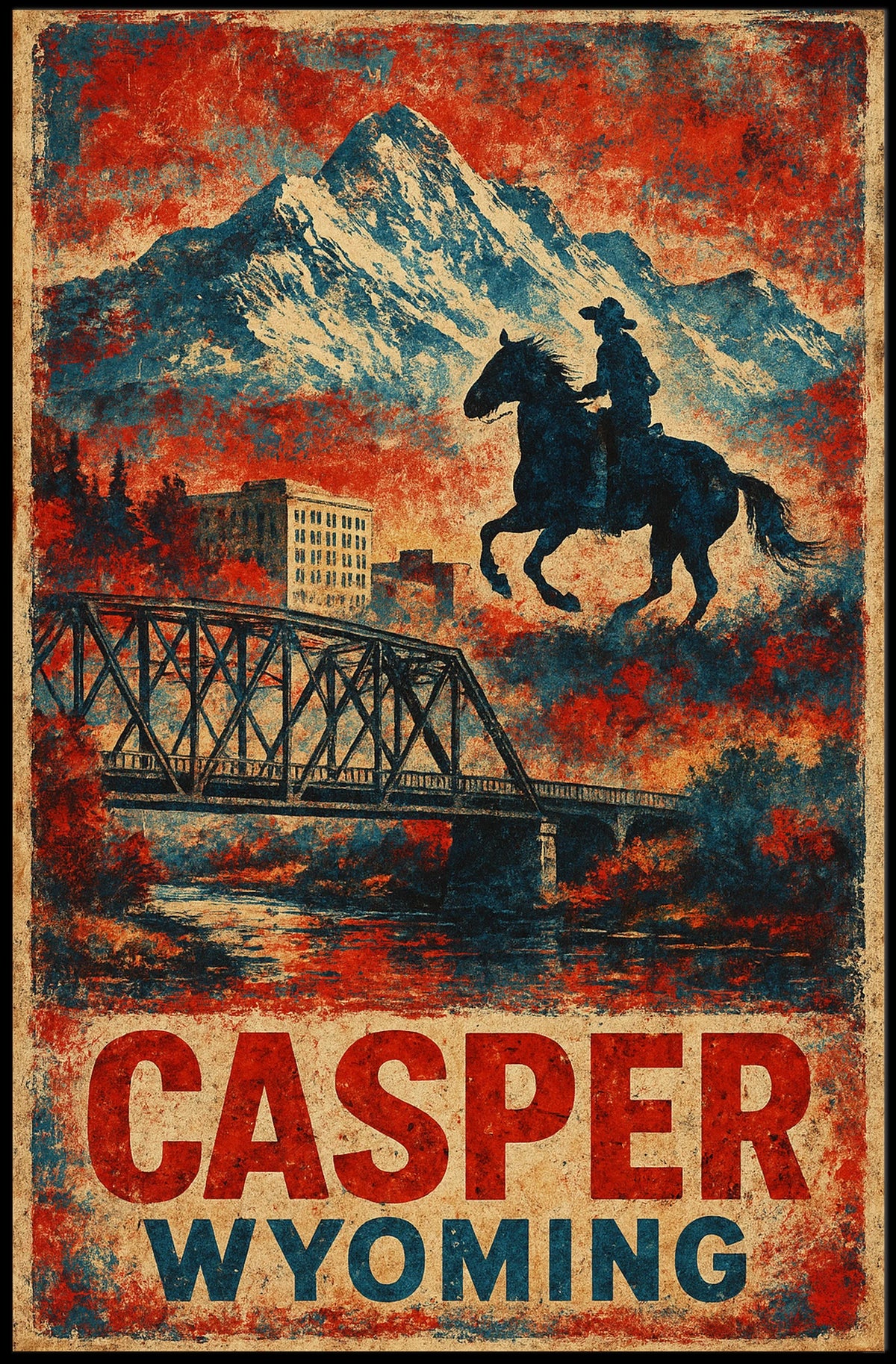 Casper Cityscape Wyoming Landscape Travel Print Photography Realism Museum Quality Wanderlust Poster