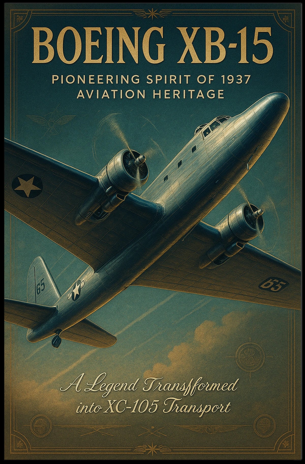 Boeing XB-15 Vintage Aviation Poster Art Print