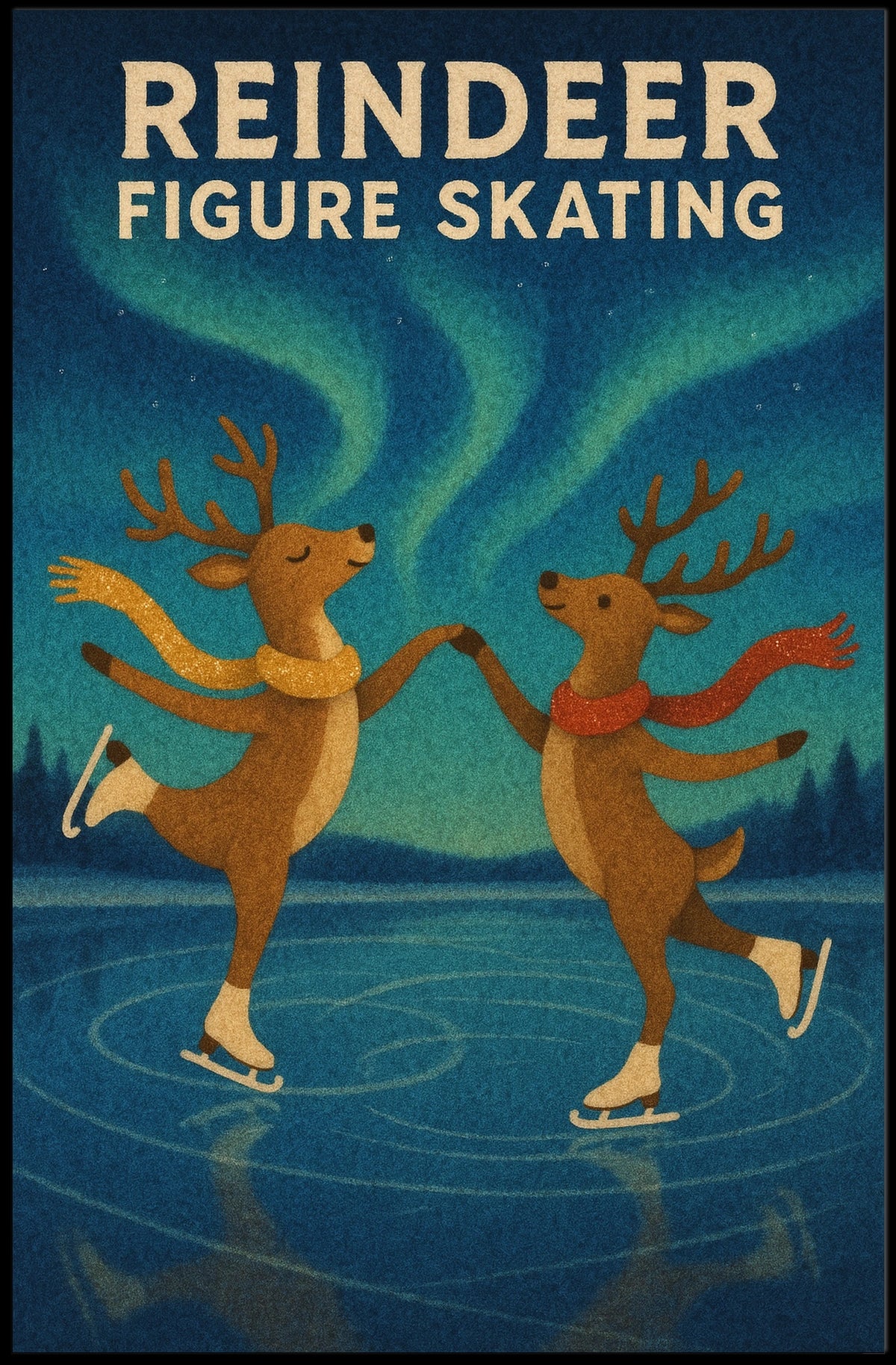 Enchanting Reindeer Ice Dance Fantasy Poster