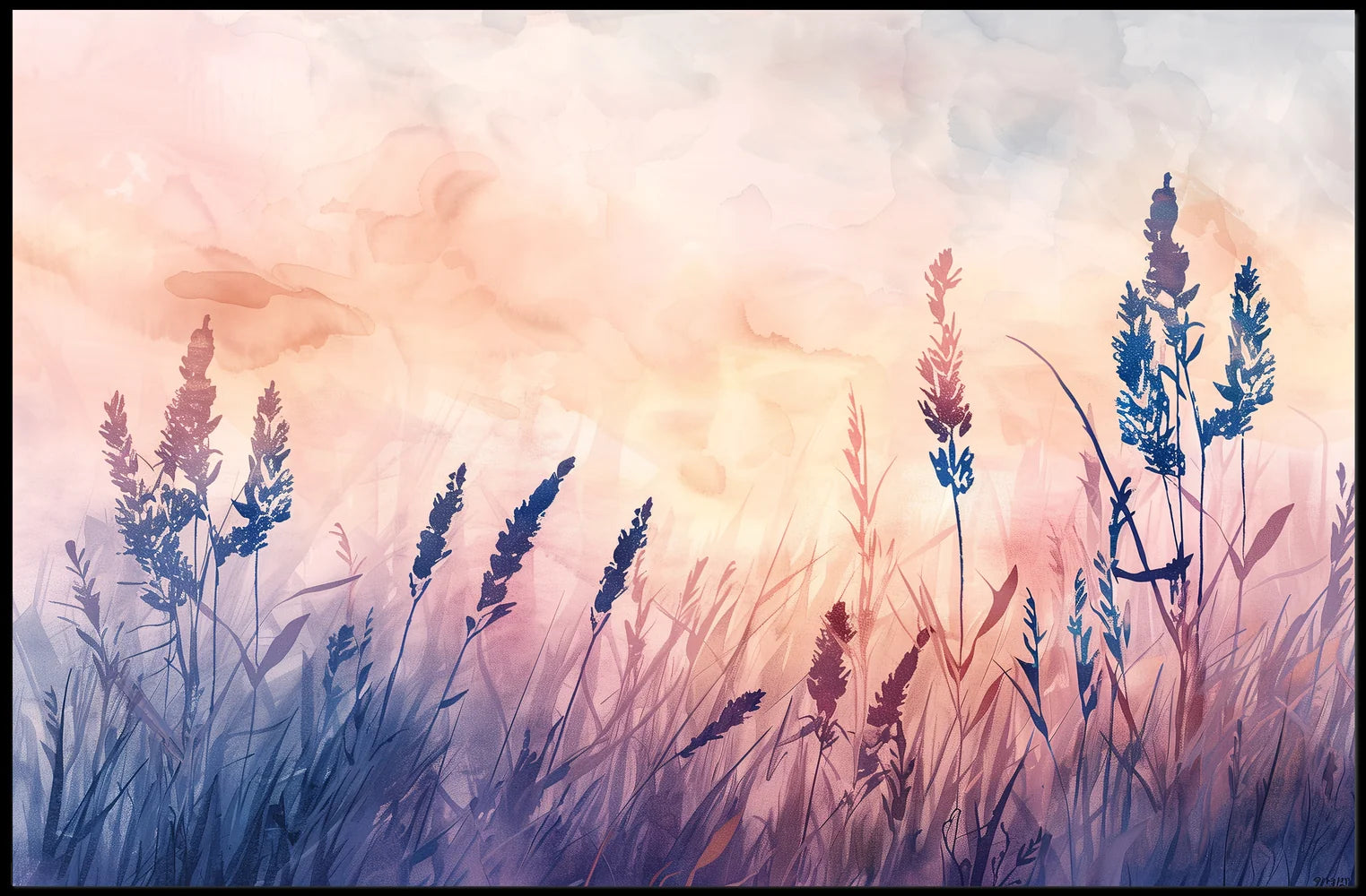 Serene Nature-Inspired Watercolor Landscape Art Poster