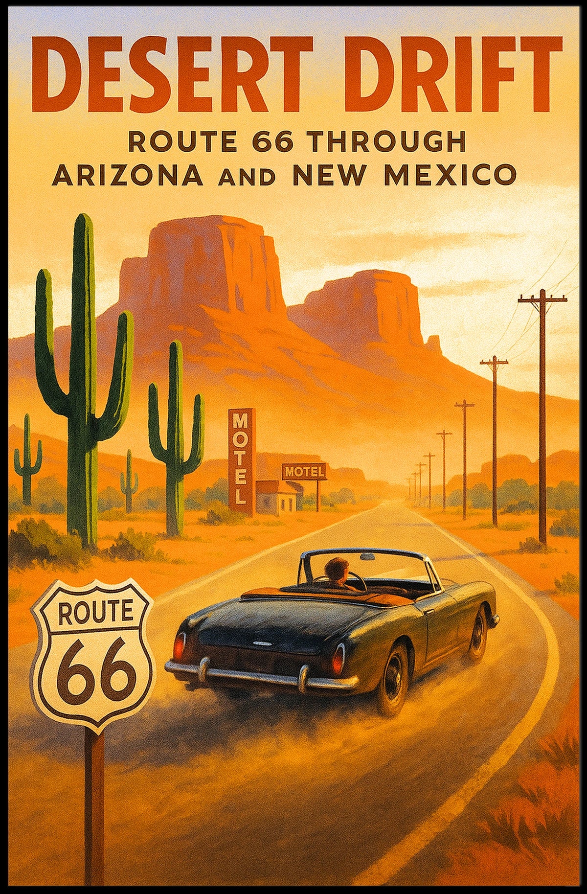 Desert Drift Route 66 Adventure Poster