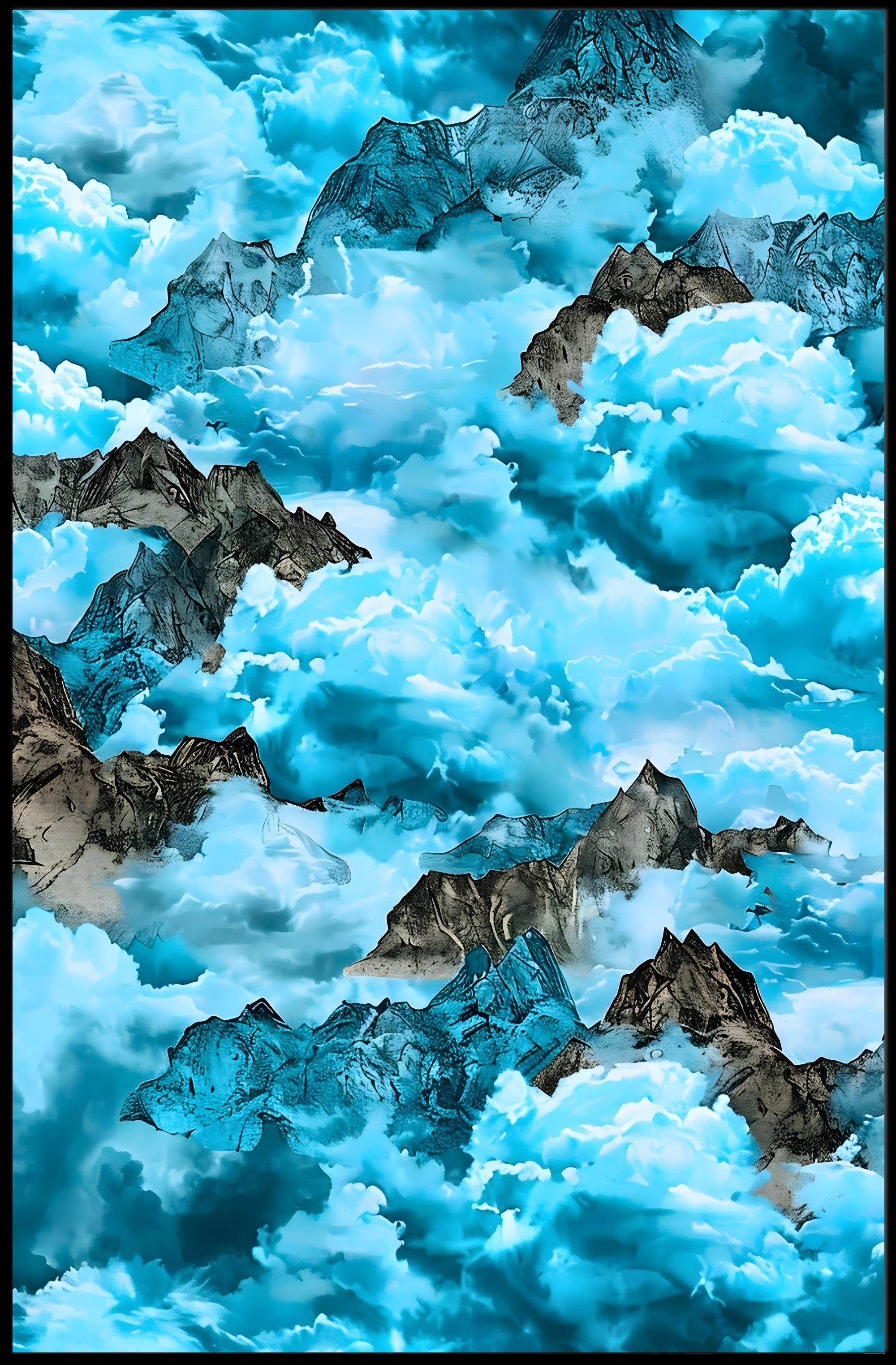 Majestic Mountain Clouds William Morris Art Poster
