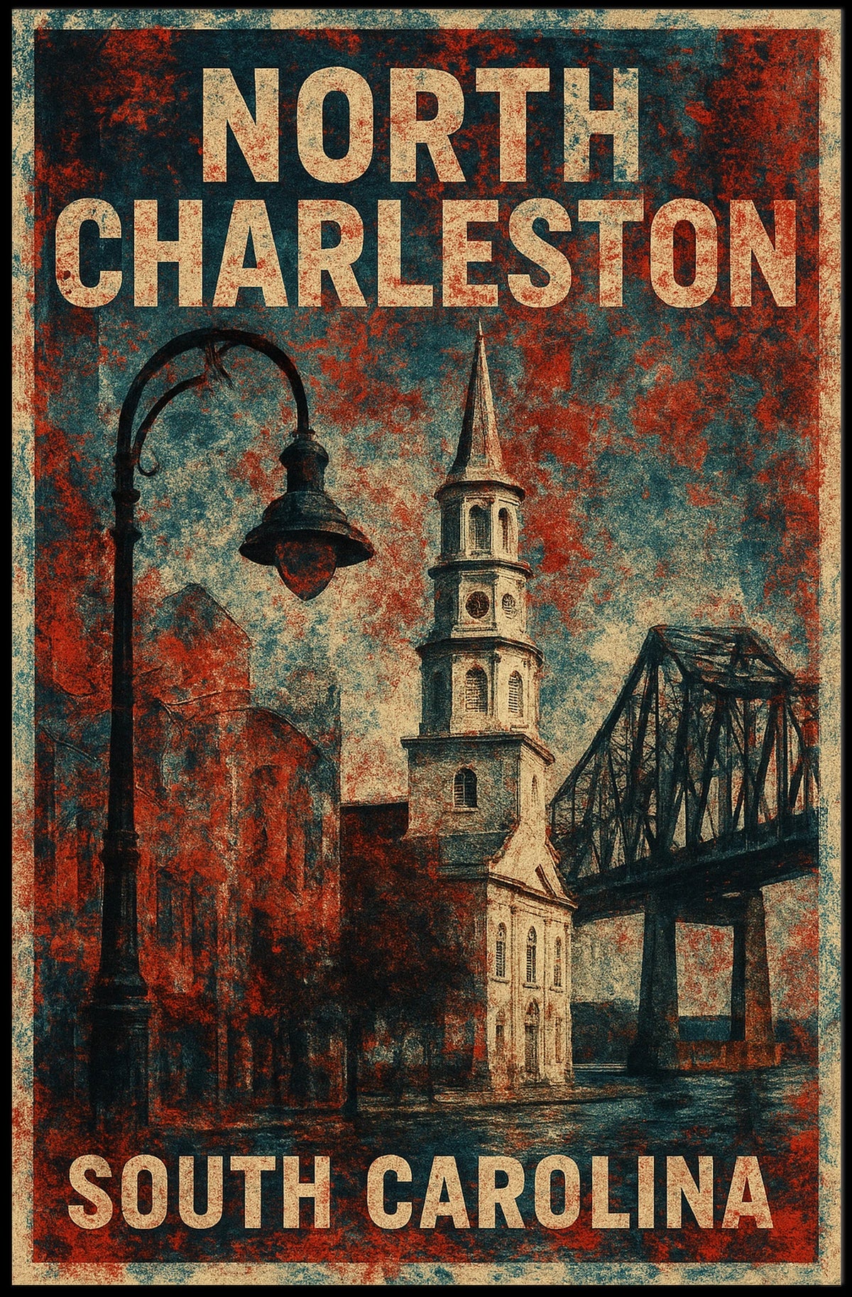 North Charleston Architectural Heritage Vintage Poster