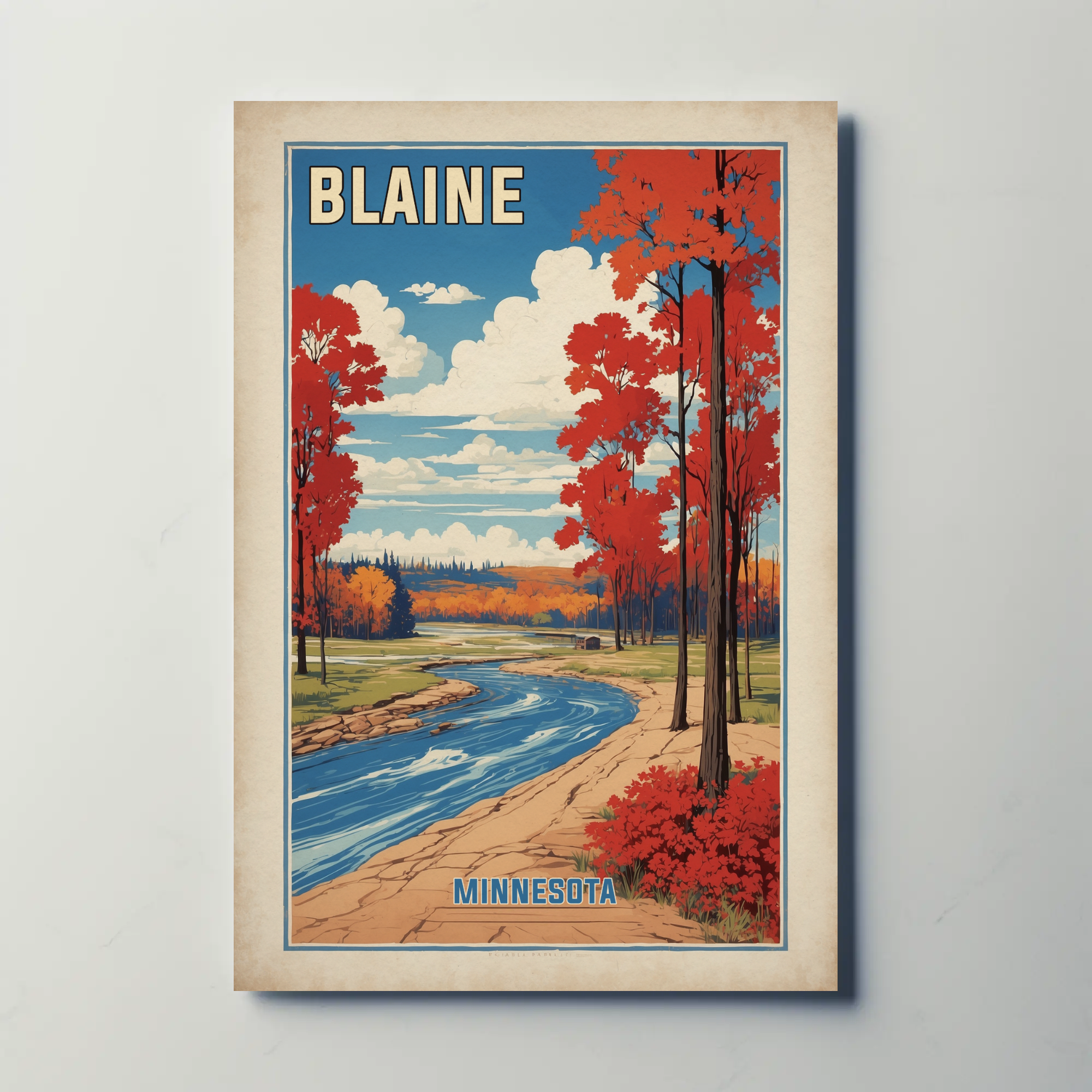 Blaine Minnesota Cityscape Art Print Vintage Travel Poster