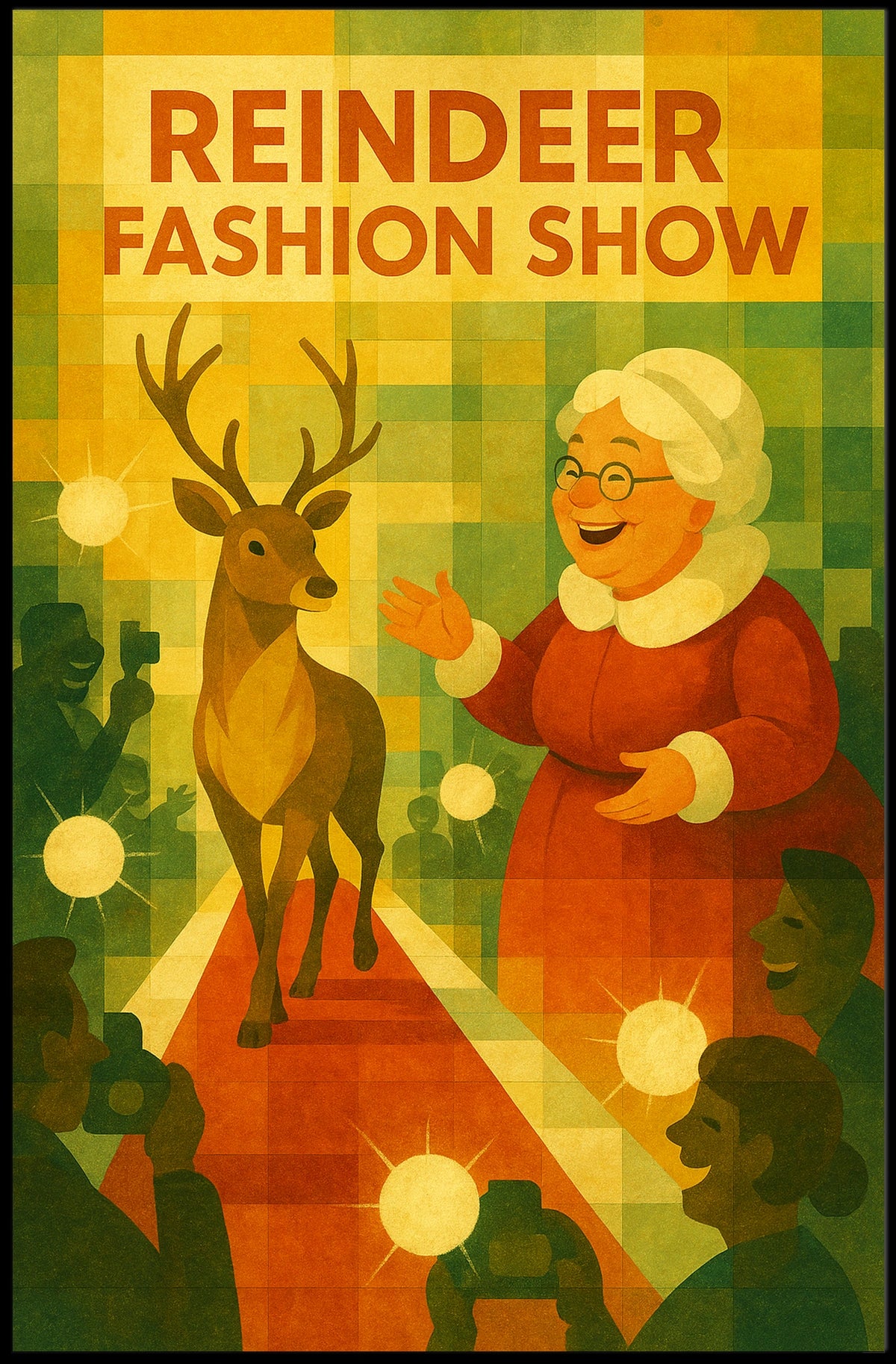 Reindeer Fashion Show Holiday Animal Poster
