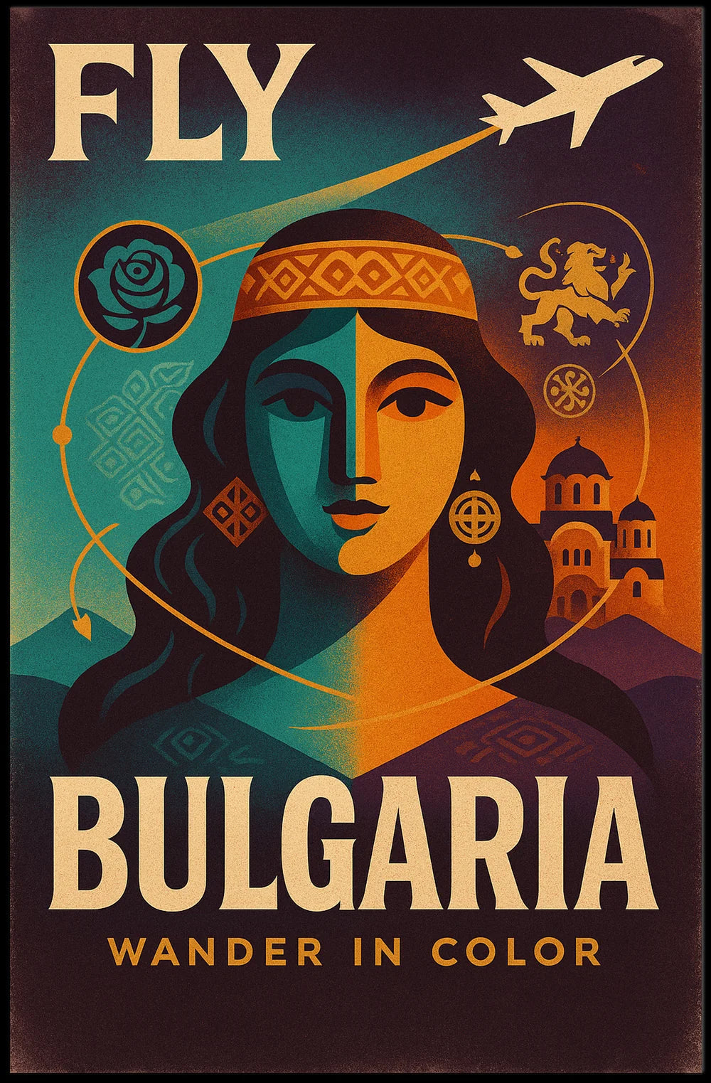 Fly Bulgaria Vintage Travel Poster PosterGoat