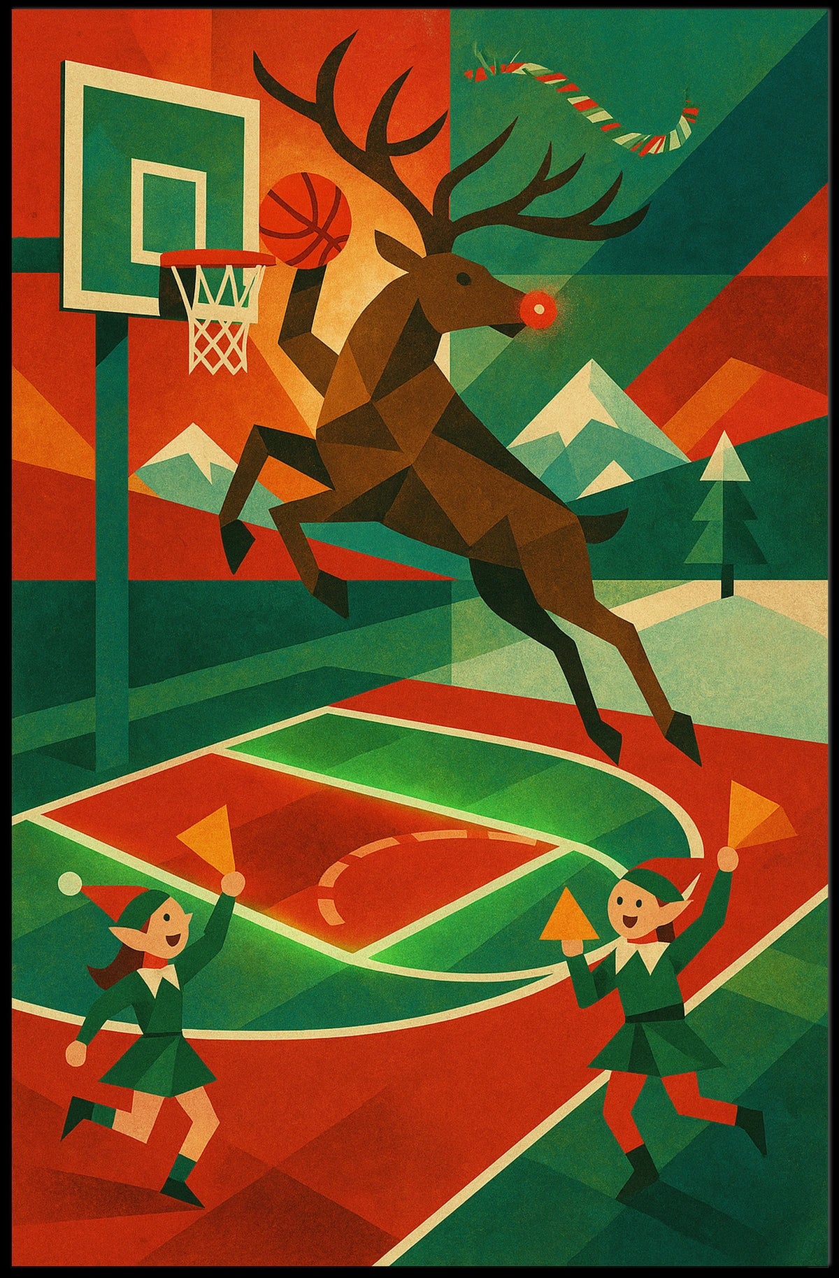 Reindeer Hoops Poster