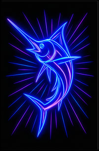 Neon Marlin Poster PosterGoat