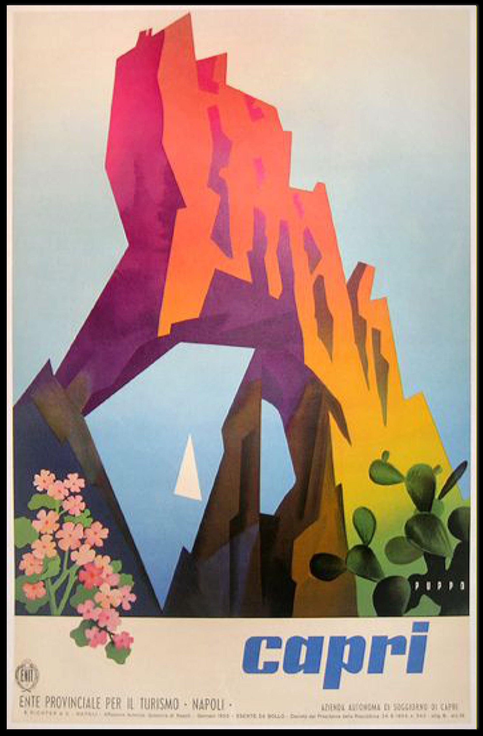Capri Cliffs Travel Art: Modern Geometric Shapes Travel Poster PosterGoat