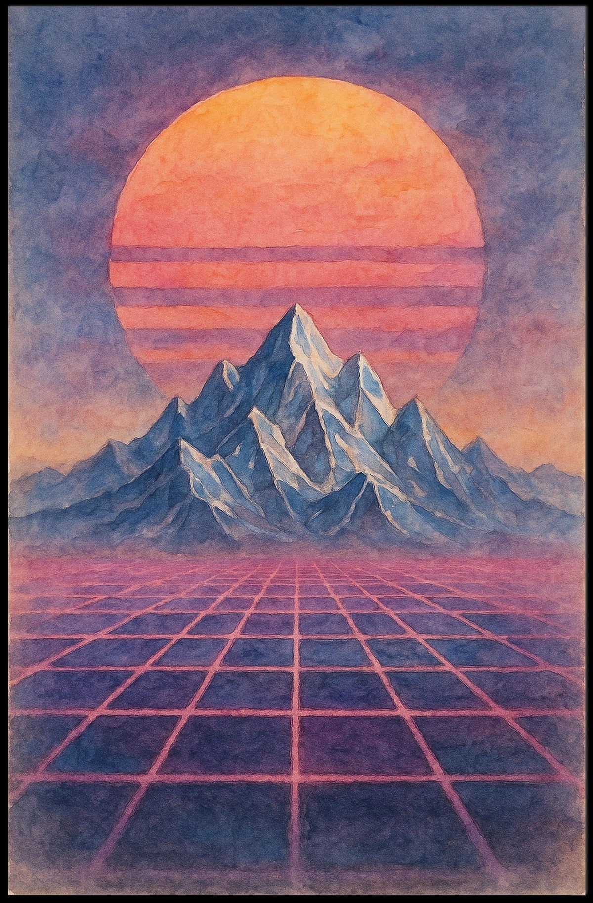 Retro-Futuristic Sci-Fi Landscape Poster