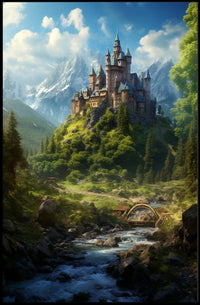 Enchanted Castle In The Mountains Poster PosterGoat