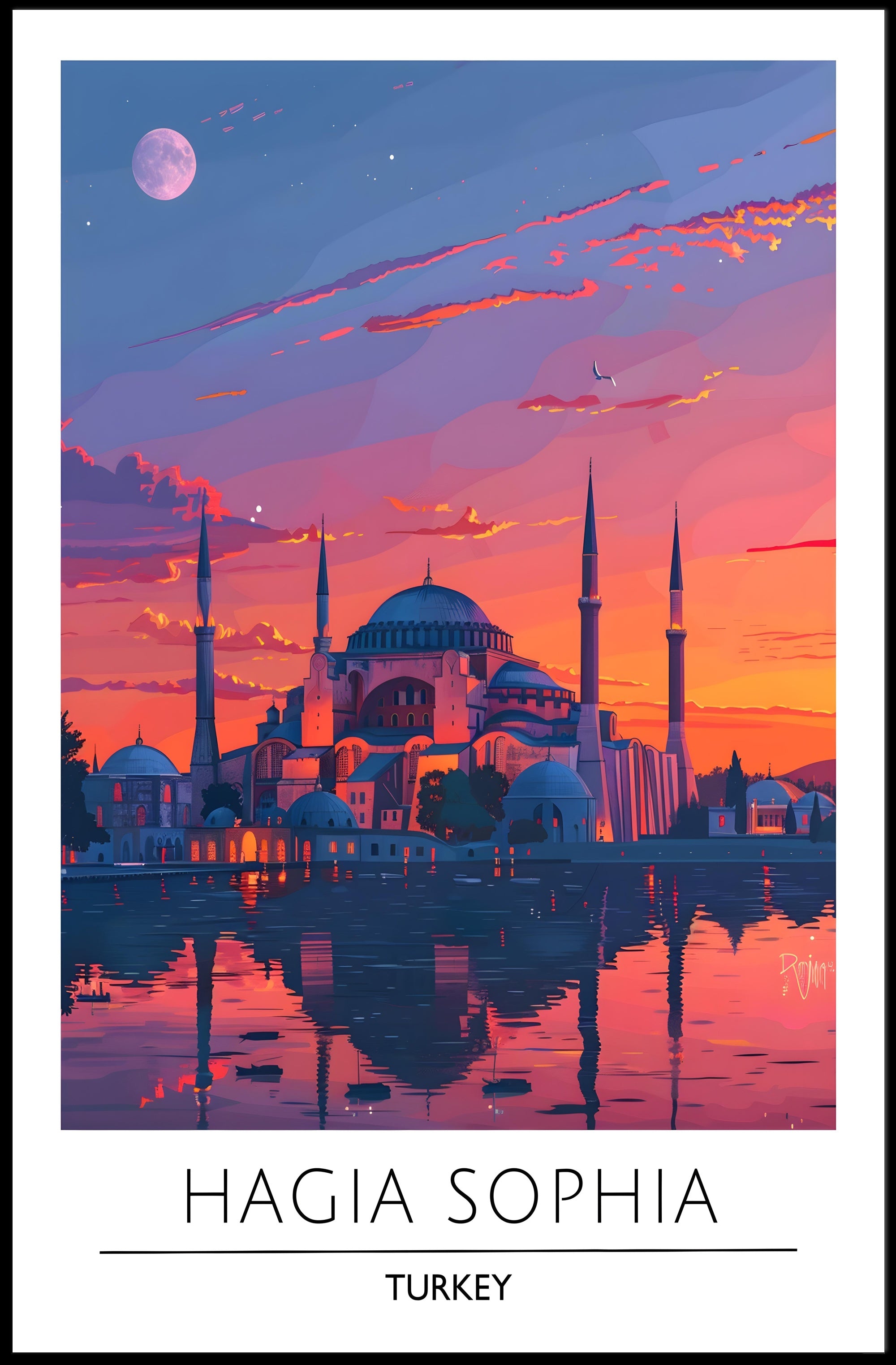 Hagia Sophia Sunset: Captivating Cultural Heritage Poster