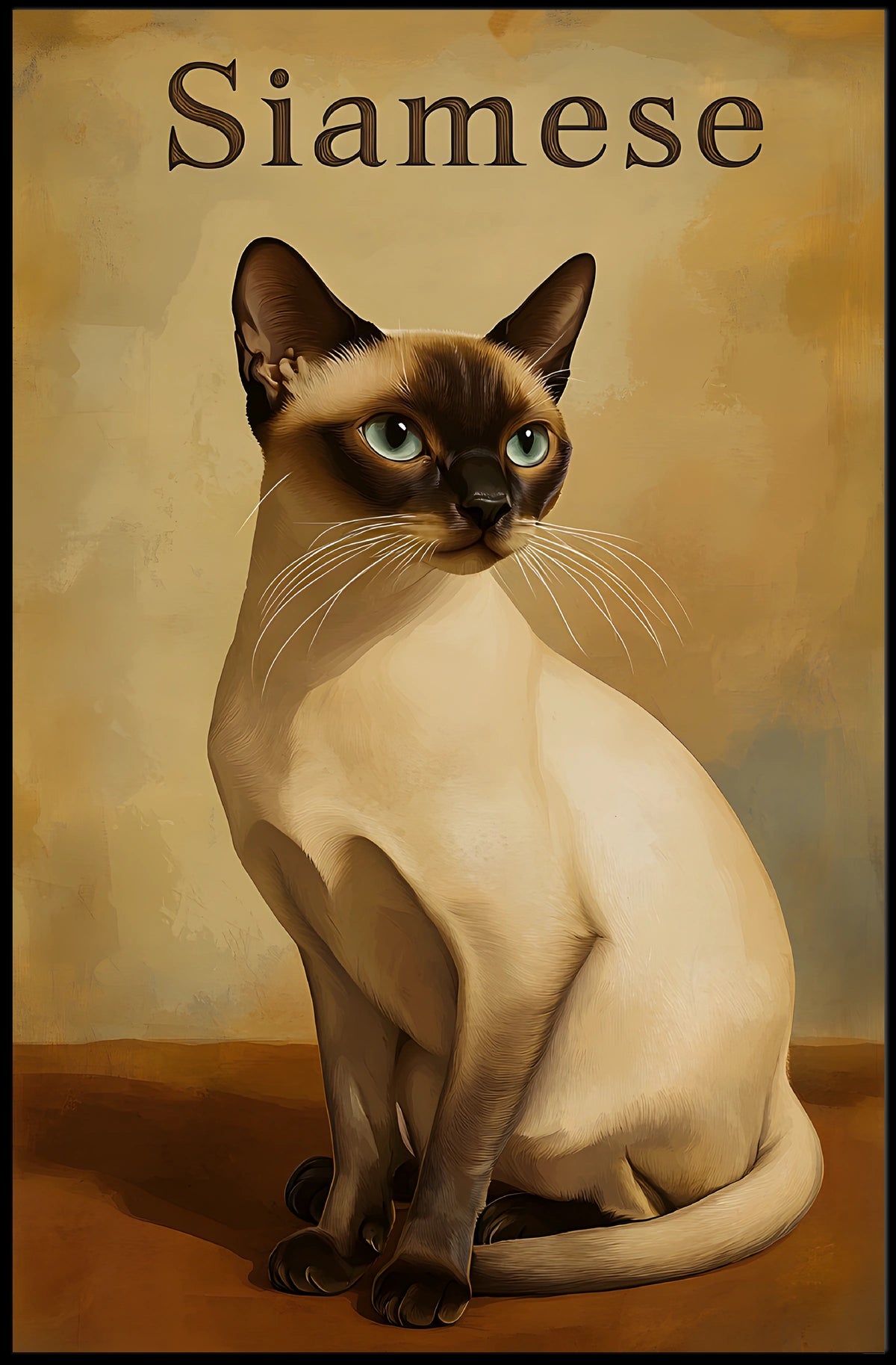 Siamese Cat Digital Painting Wall Decor Art Print Poster