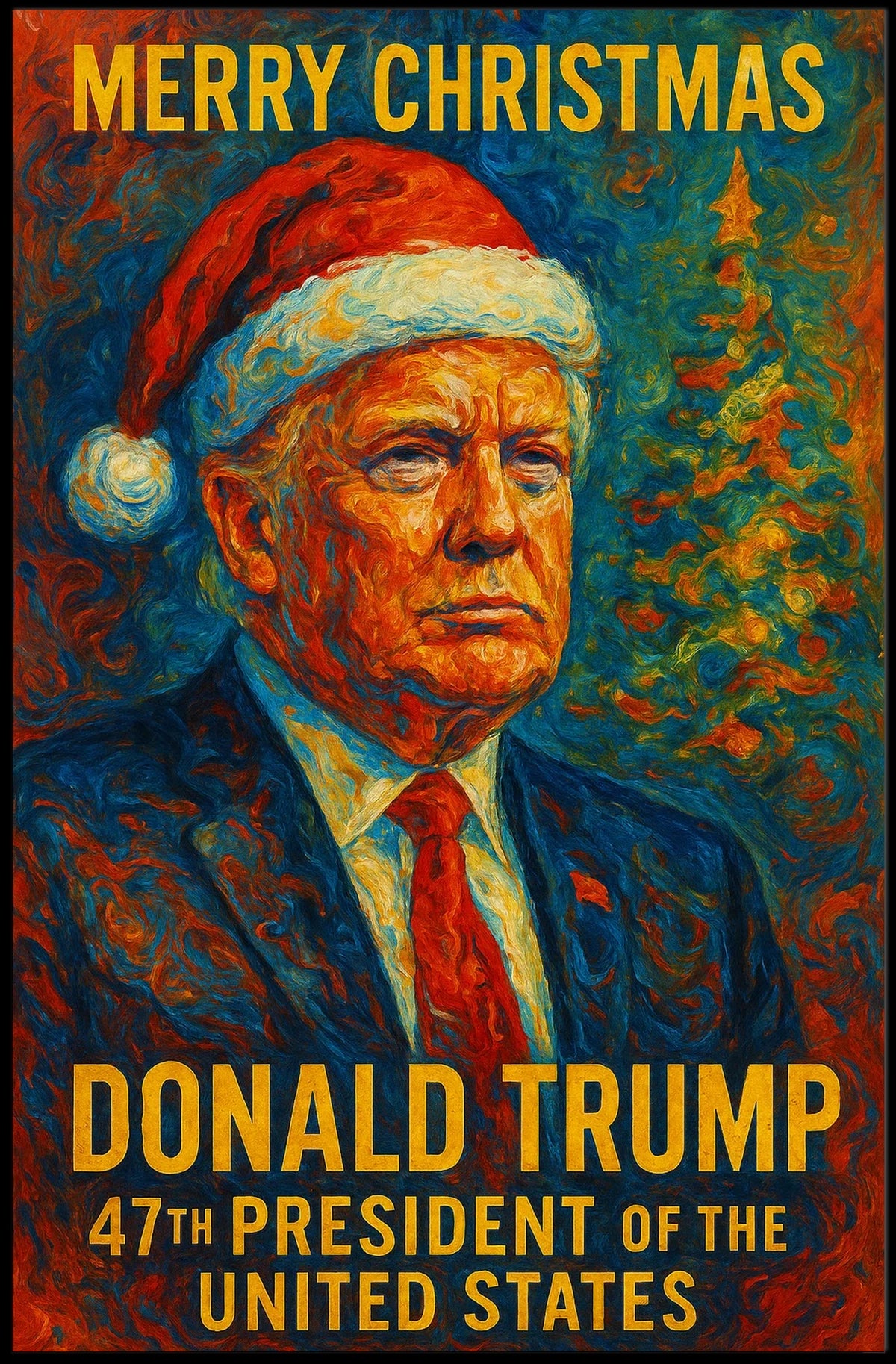 Donald Trump Santa Hat Christmas Political Poster
