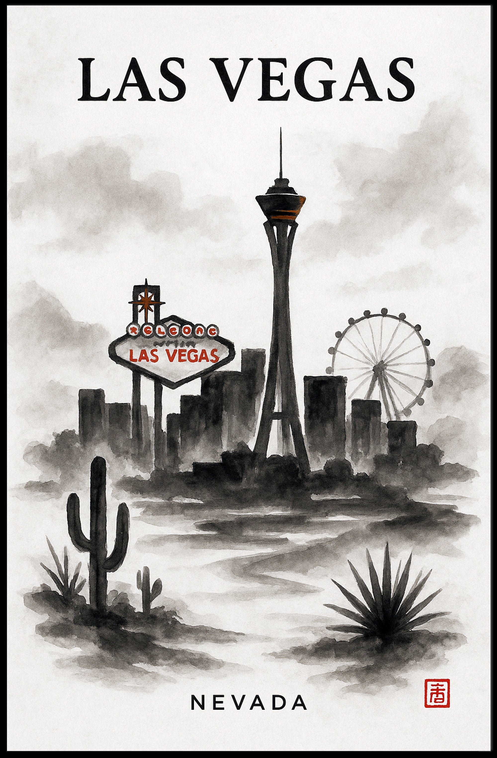 Las Vegas Skyline Poster PosterGoat