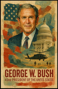 George W. Bush 43rd President of the United States Layered Digital Collage Poster