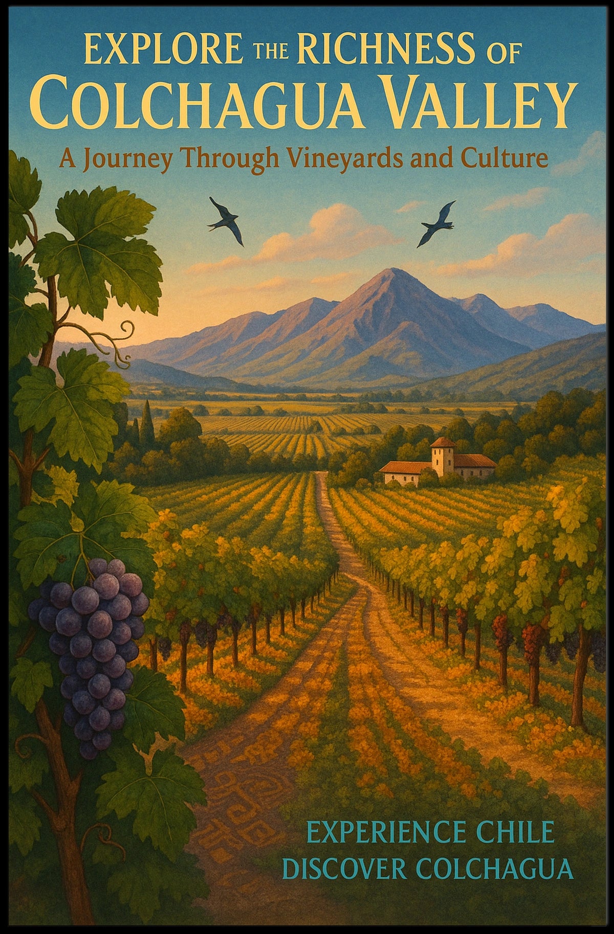 Discover Colchagua A Journey Through Vineyards and Culture Poster