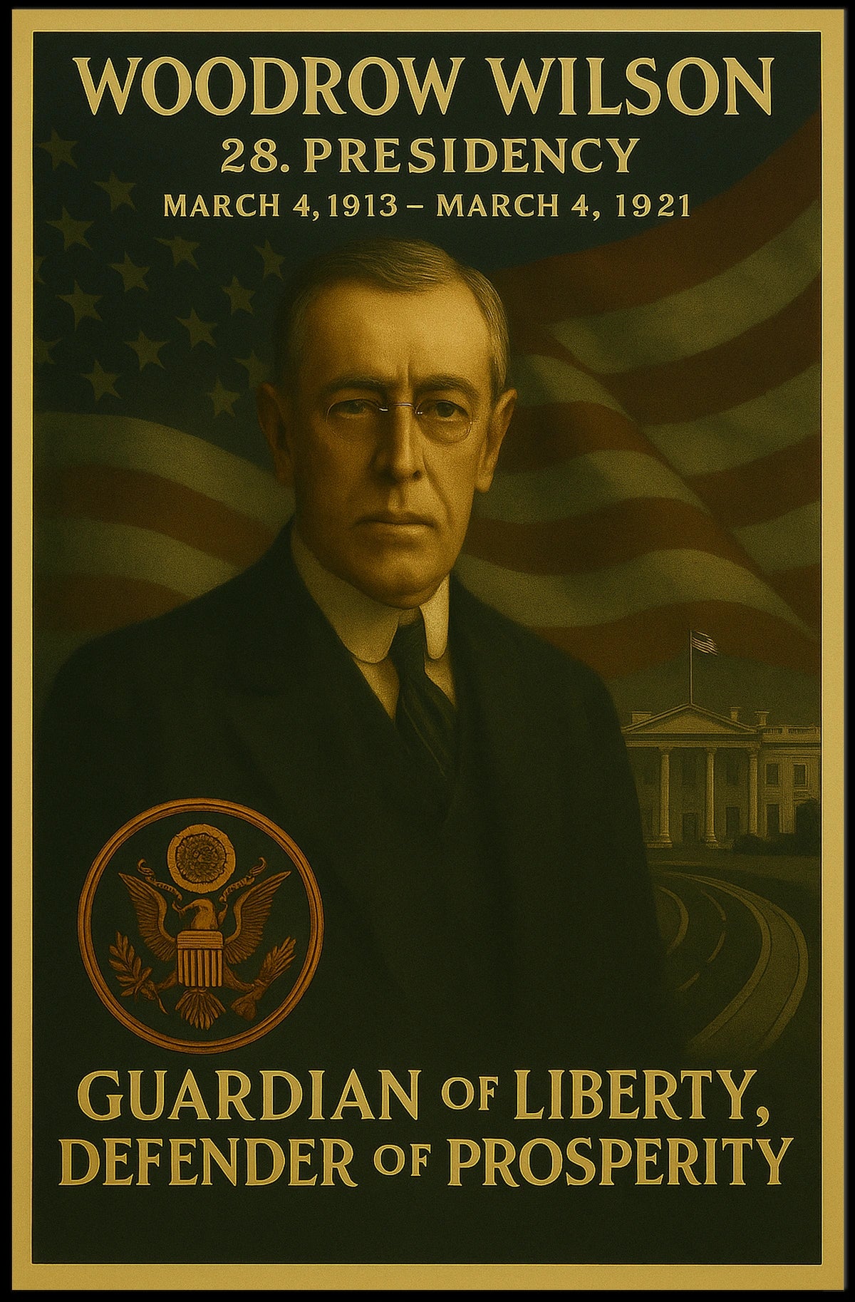 Woodrow Wilson Artistic Presidential Portrait Poster