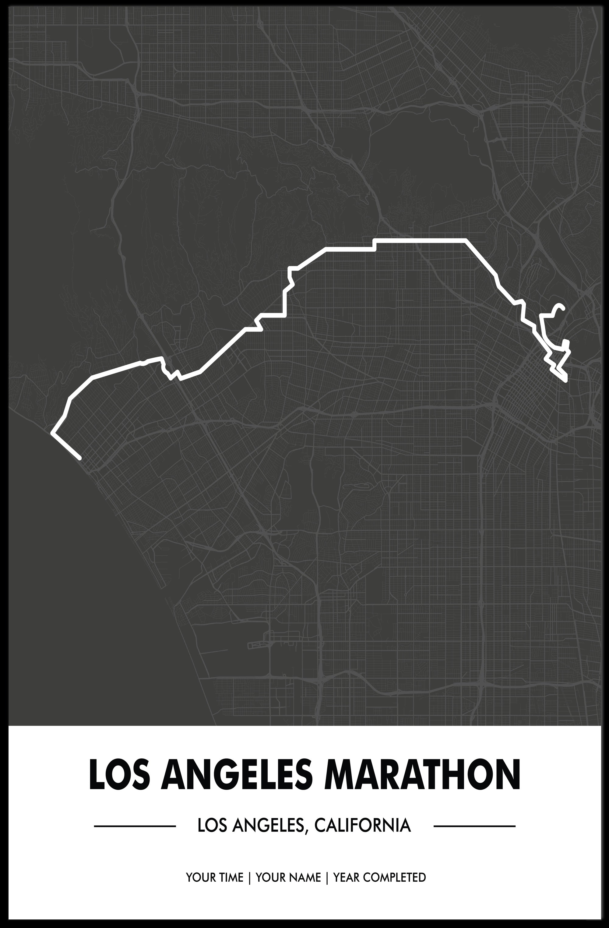 Los Angeles Marathon Minimalist Map Sports Poster
