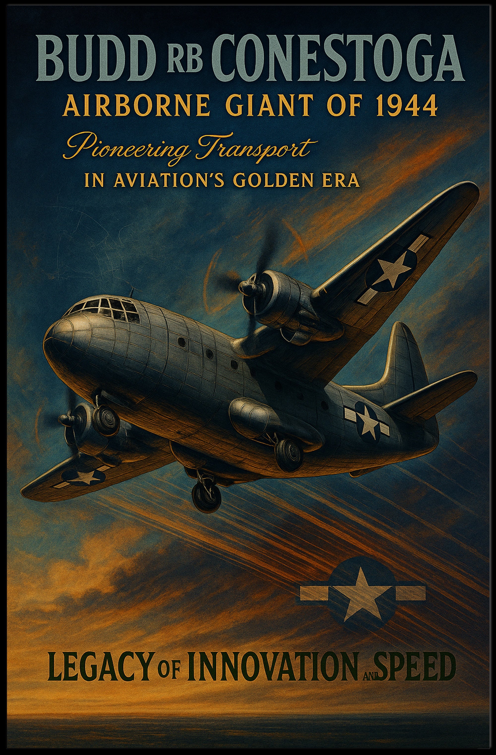 Budd RB Conestoga WWII Aviation Poster