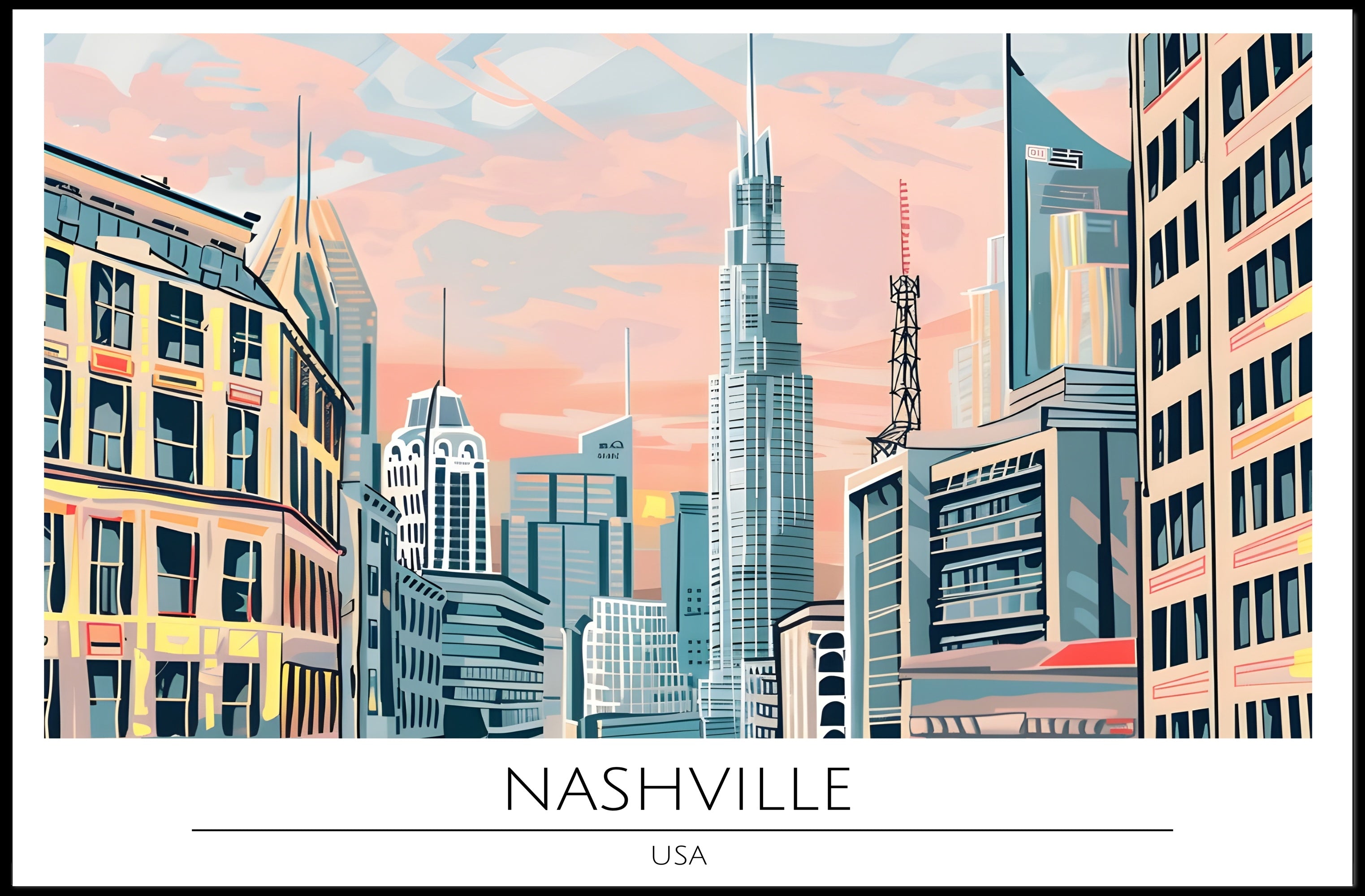 Vibrant Cityscape of Nashville Poster PosterGoat