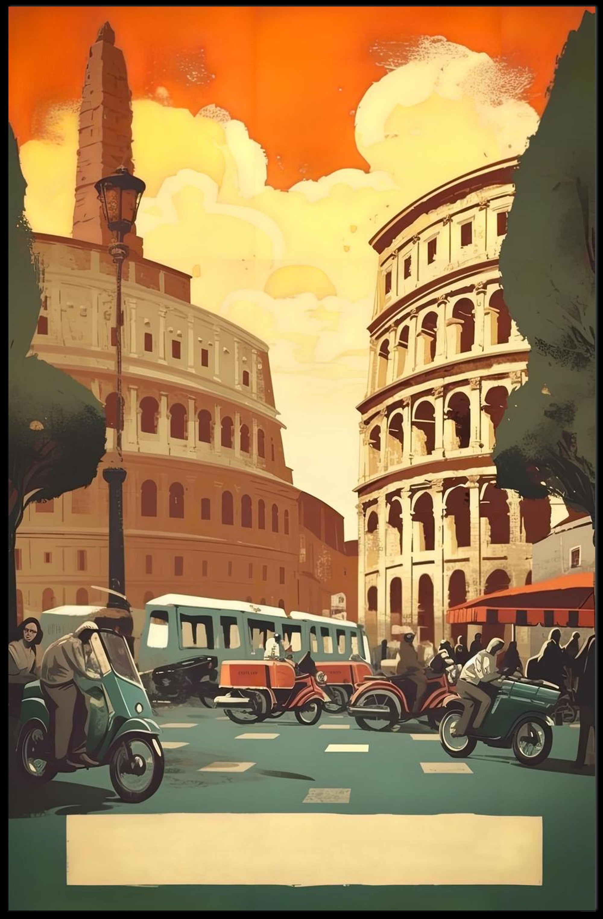 Vibrant Roman Streetscape Poster