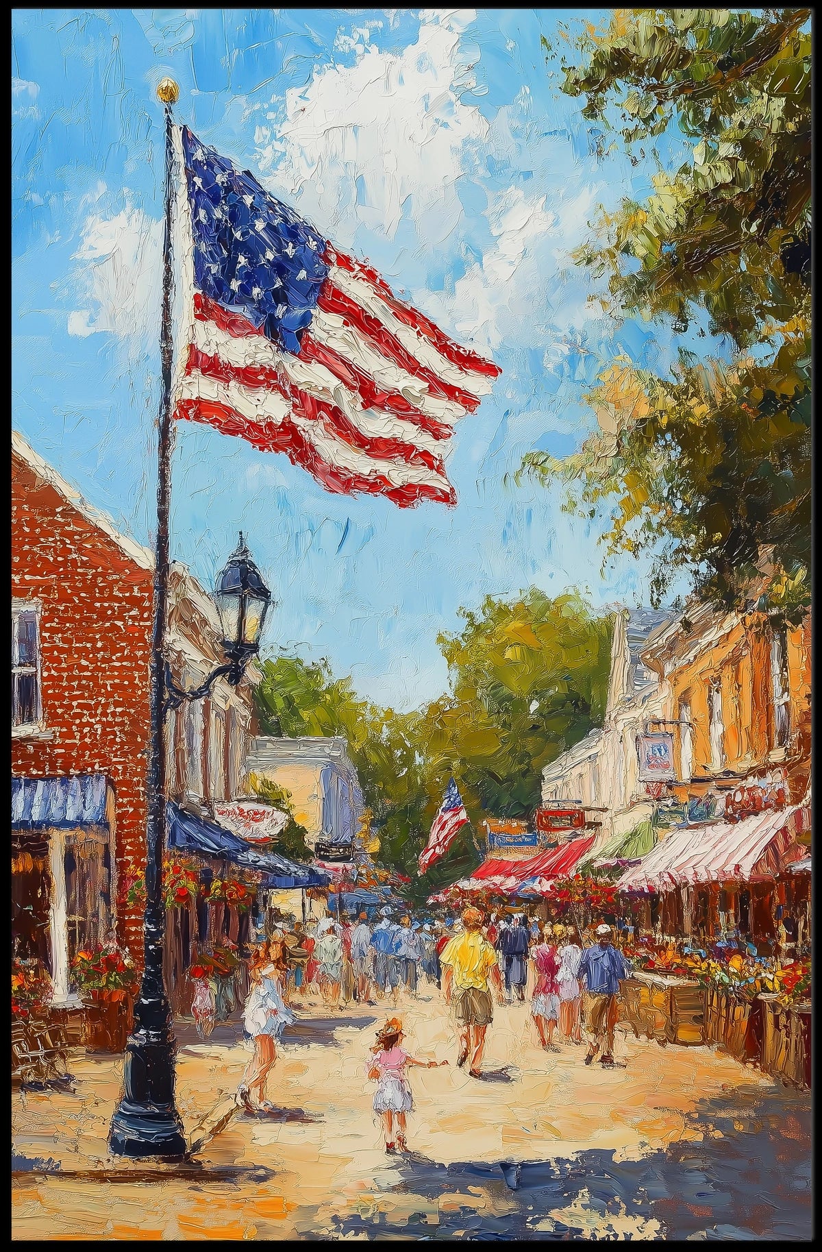 Classic American Town Square Scene Main Street Poster