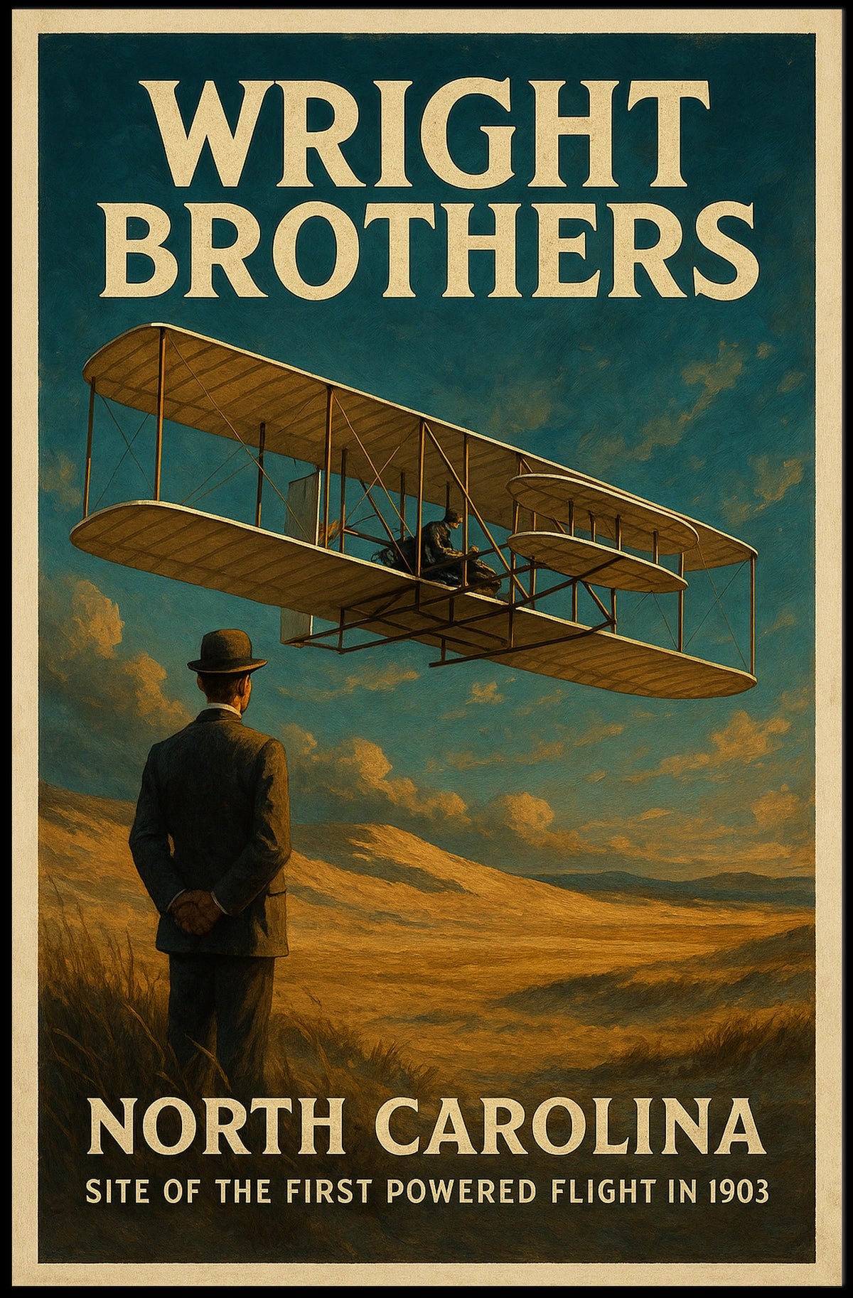 Wright Brothers First Powered Flight Poster