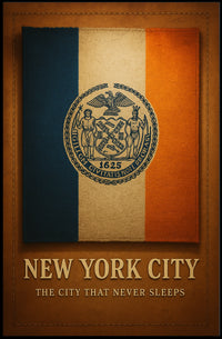 New York City Poster Modern Night Skyline Wall Art