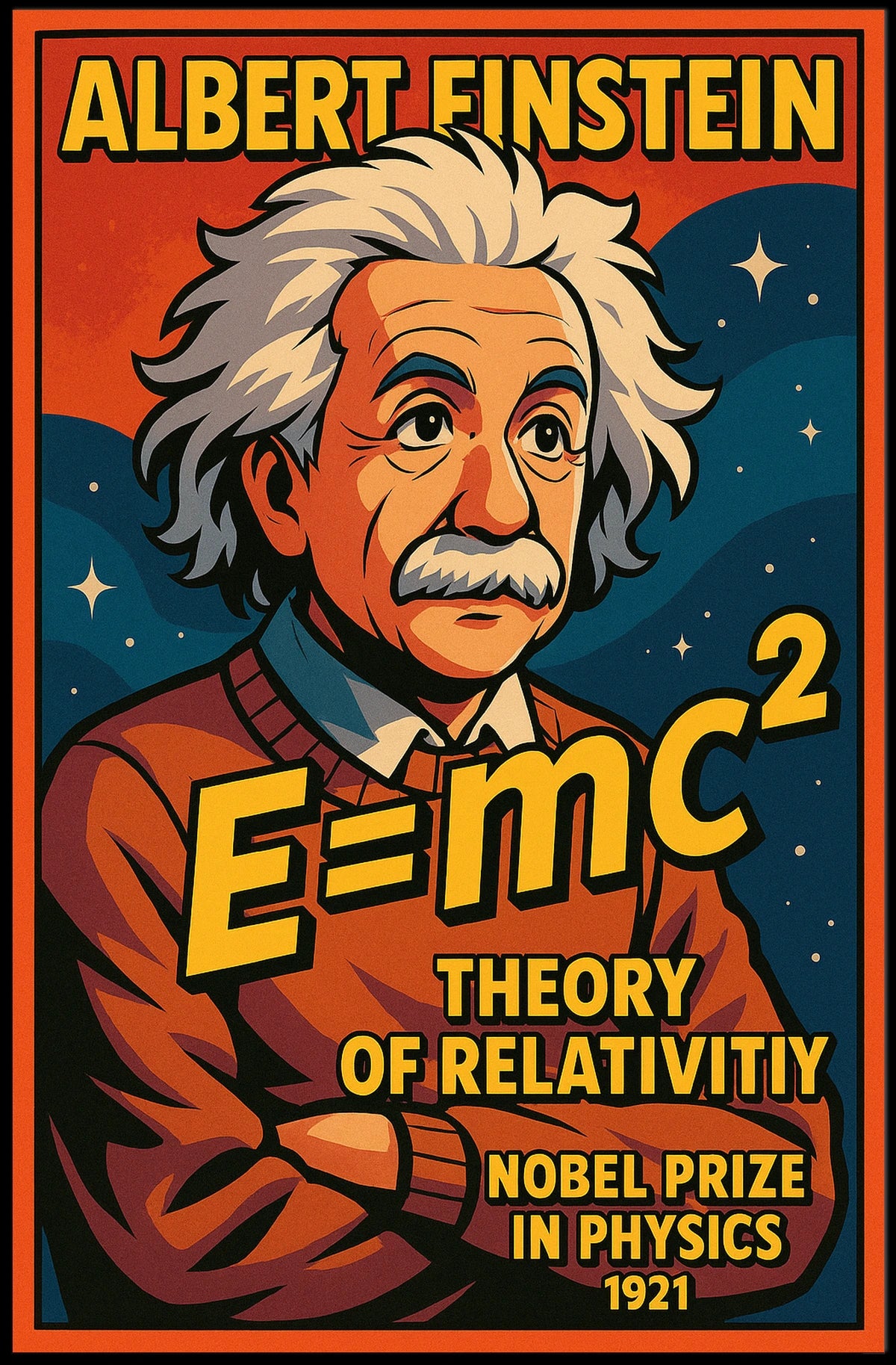 Albert Einstein Relativity Theory Scientific Concept Vintage Educational Wall Art Poster