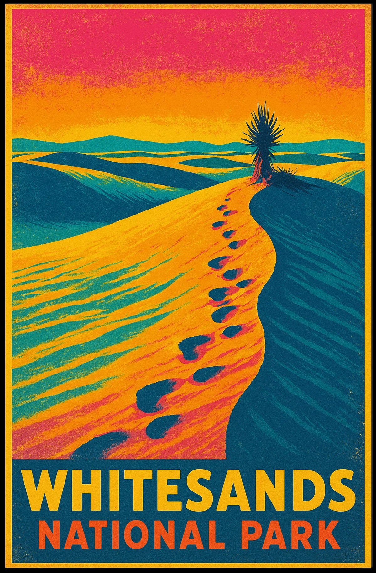 Whitesands National Park Vintage Desert Travel Poster