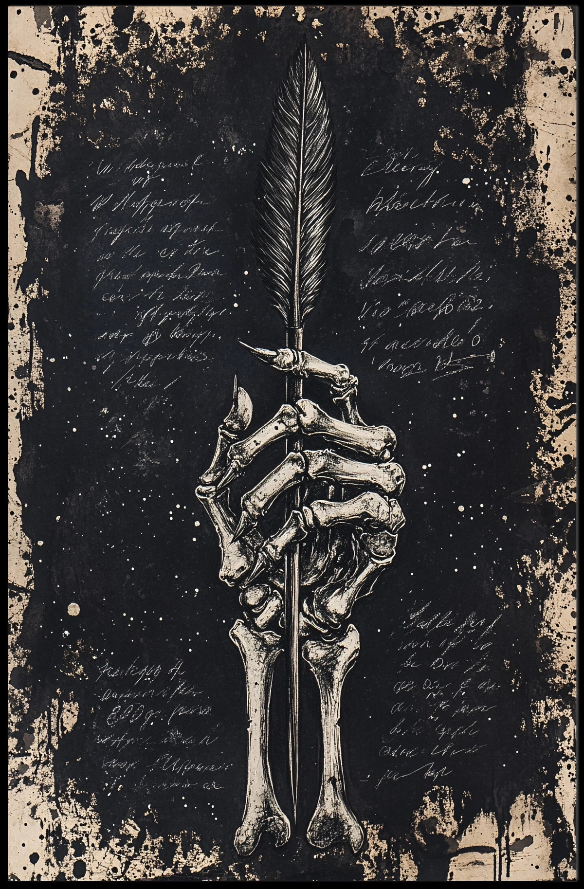 Gothic Skeleton Quill Abstract Artistic or Pop Culture Poster