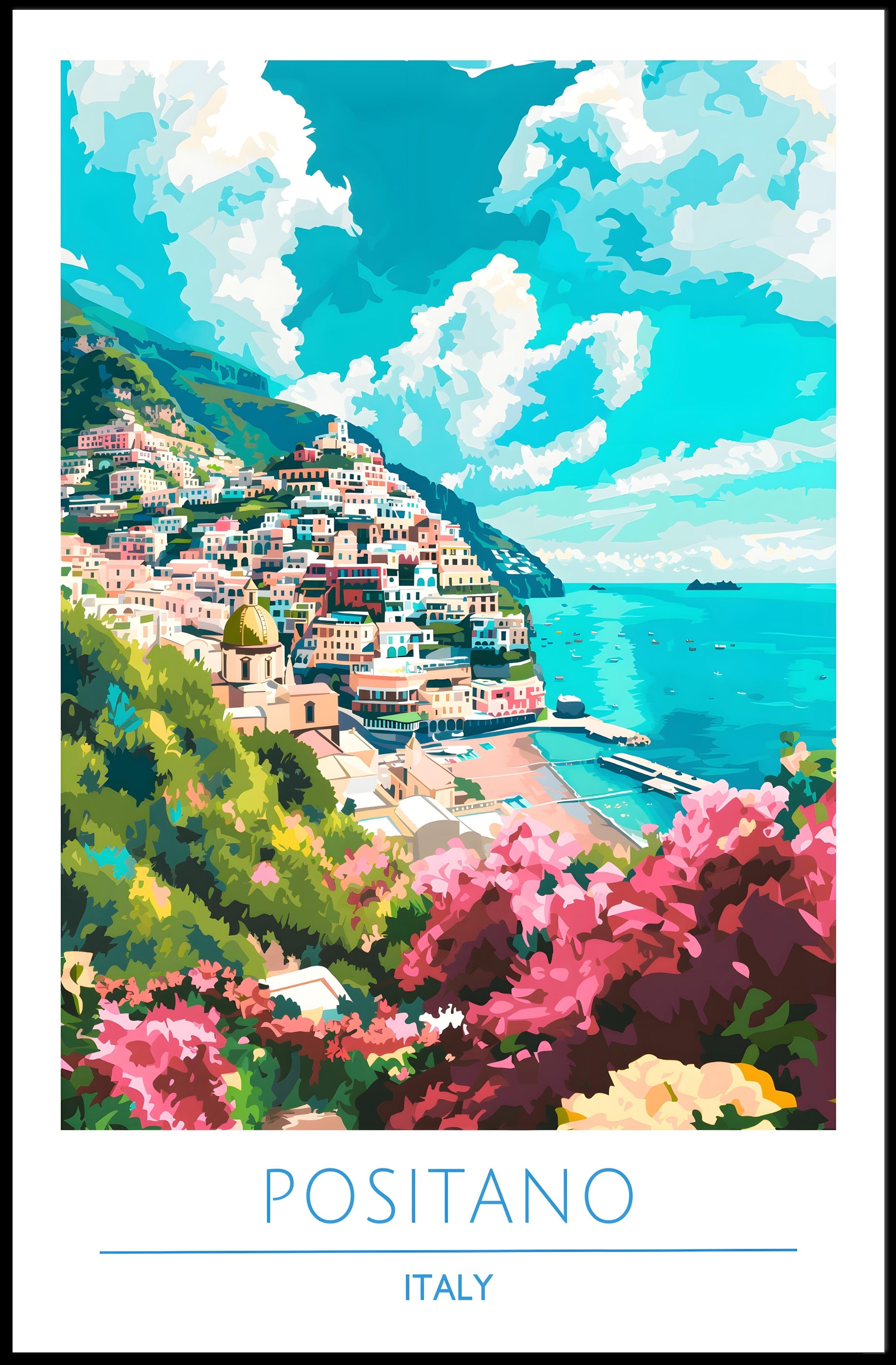 Scenic View of Positano Poster