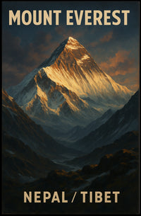 Mount Everest Vintage Travel Himalayan Adventure Nostalgia Majestic Snowcapped Peak Poster