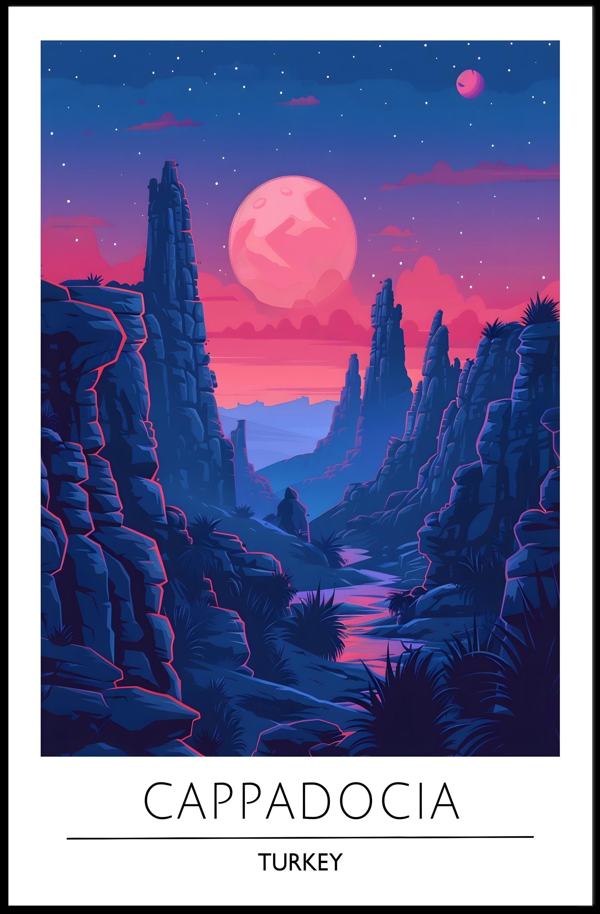 Cappadocia Nightscape Adventure Travel Poster