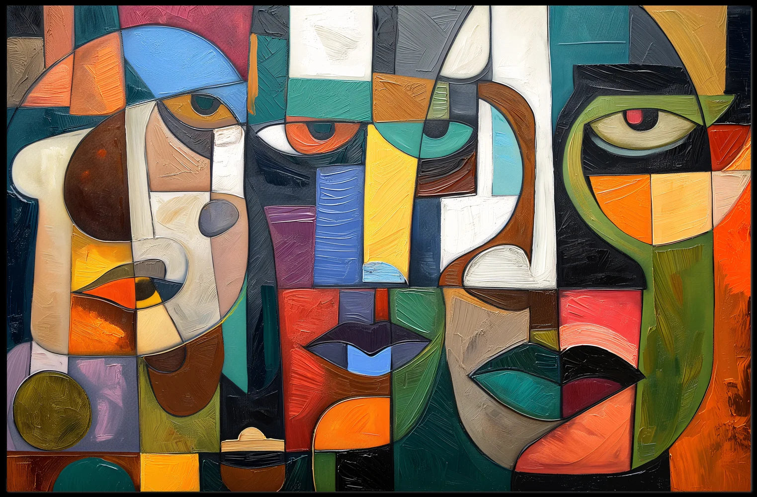 Cubist Faces Abstract Modern Art Poster Print