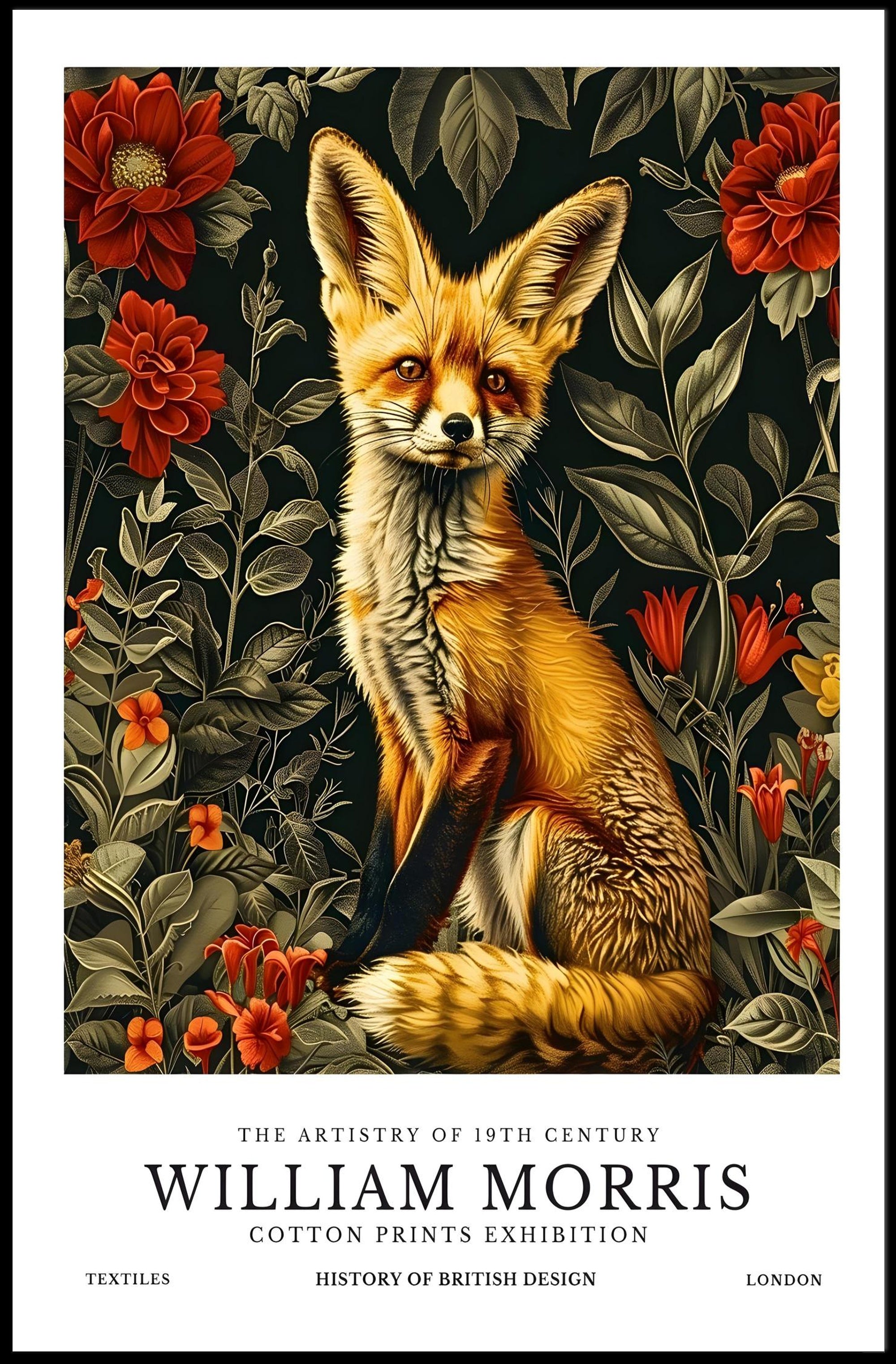 Artistic Fox with Floral Patterns: Abstract or Artistic Poster
