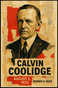 Calvin Coolidge 30th President of the United States Layered paper Collage Poster