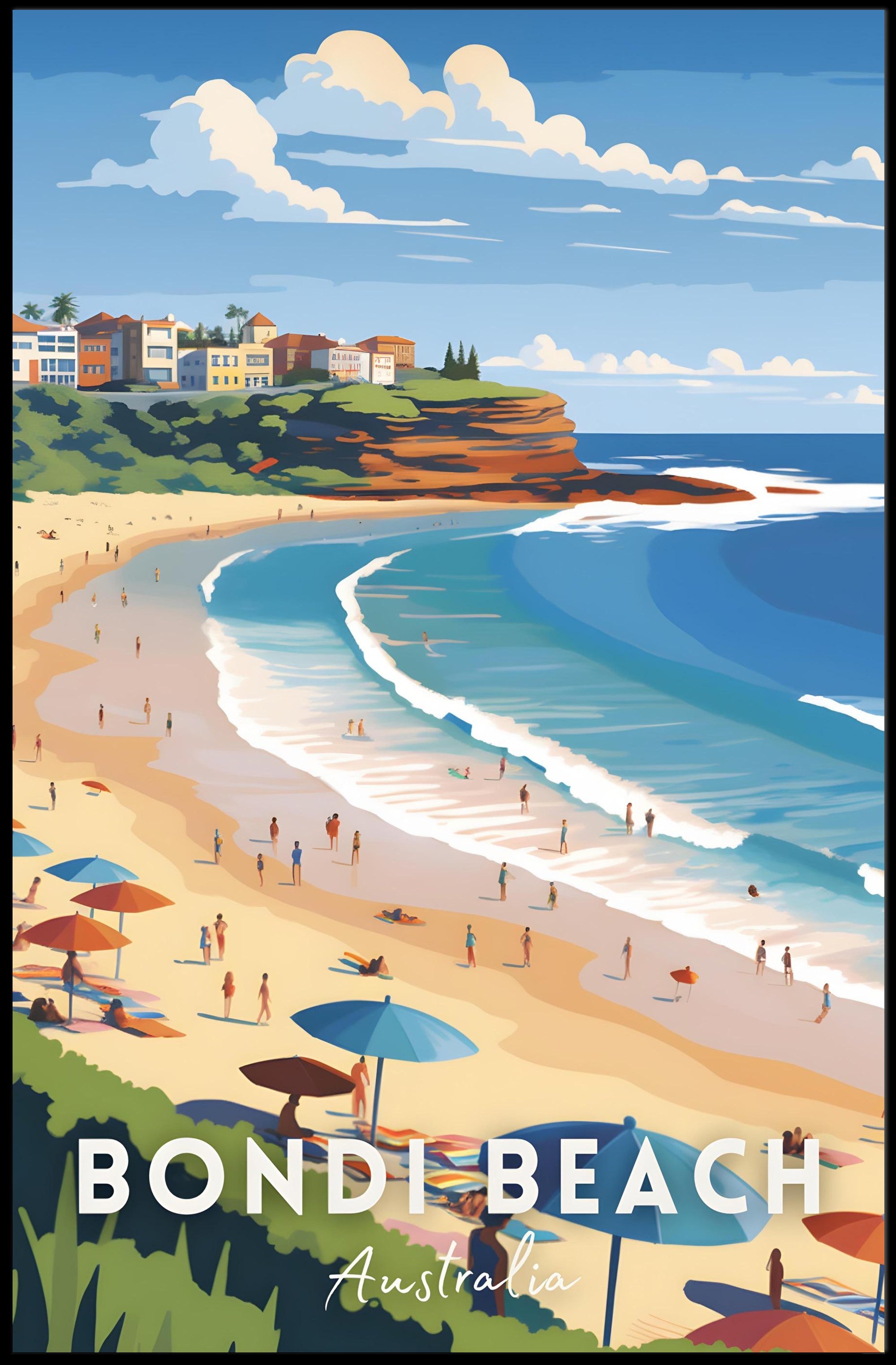 Bondi Beach Vintage Travel Artwork Poster